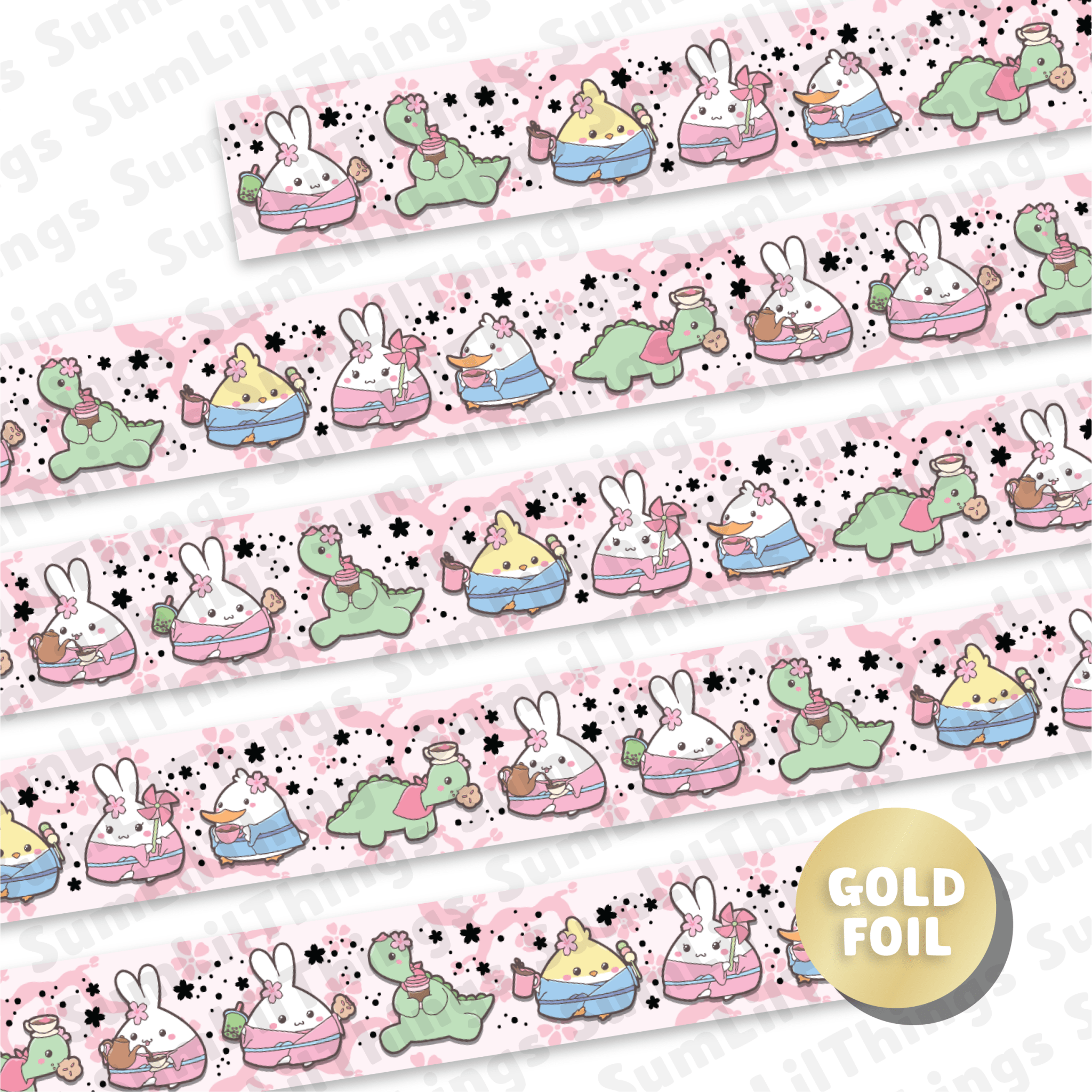 Washi Tape - Lil' Sakura Cafe Collection (Gold Foil) - SumLilThings