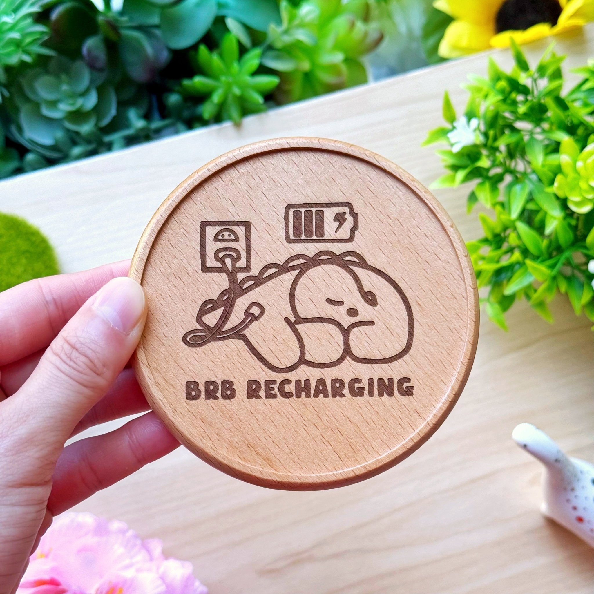Wooden Coaster - BRB Recharging - SumLilThings