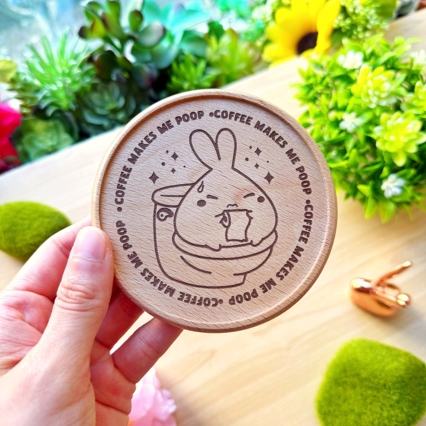 Wooden Coaster - Coffee Makes Me Poop - SumLilThings