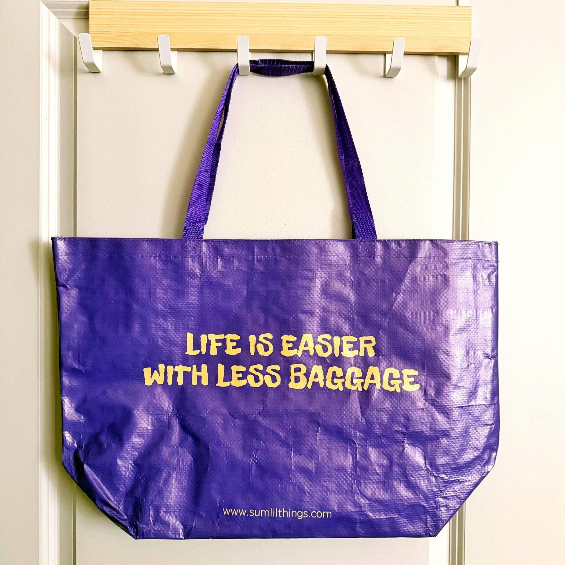 Woven Tote Bag - Easier With Less Baggage - SumLilThings