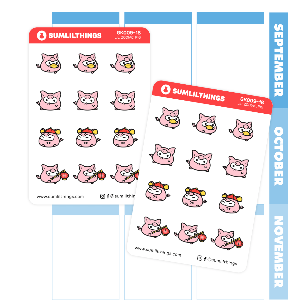 Year of the Pig Stickers - Mini Sheet - SumLilThings