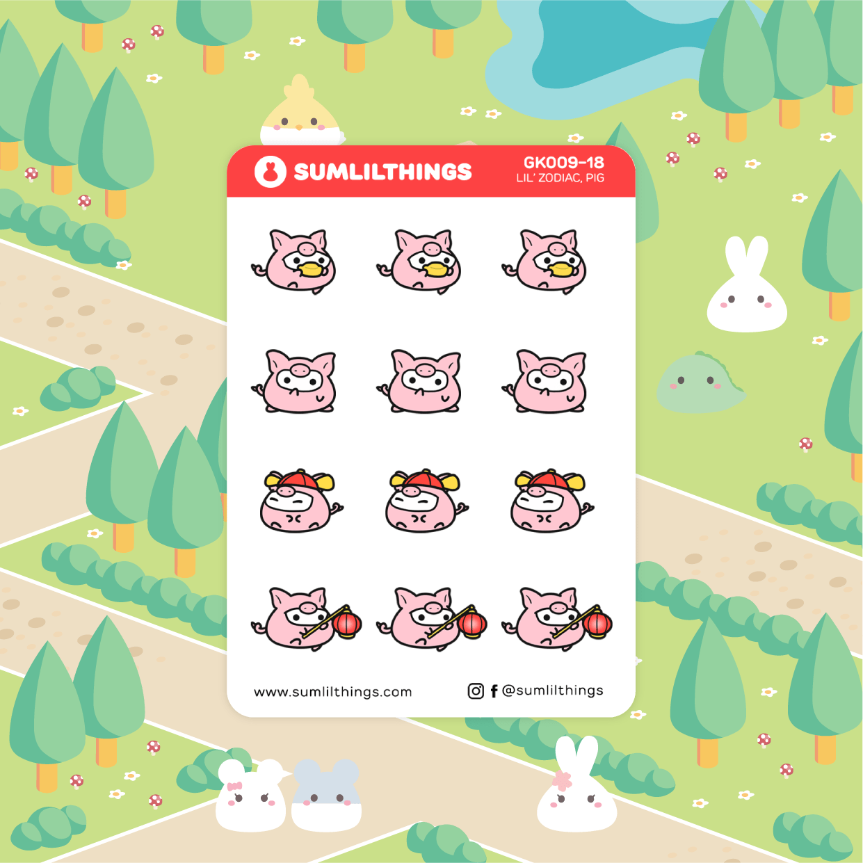 Year of the Pig Stickers - Mini Sheet - SumLilThings