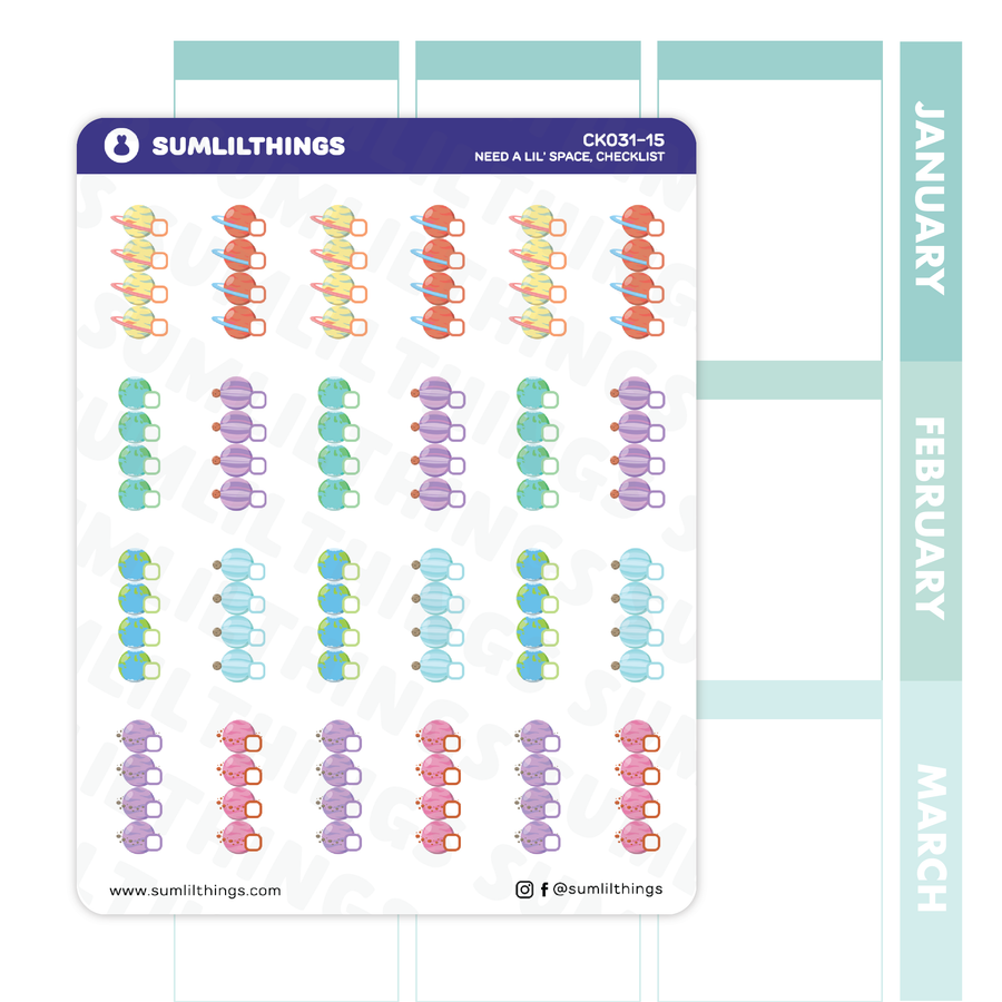 Planets Checklists Stickers