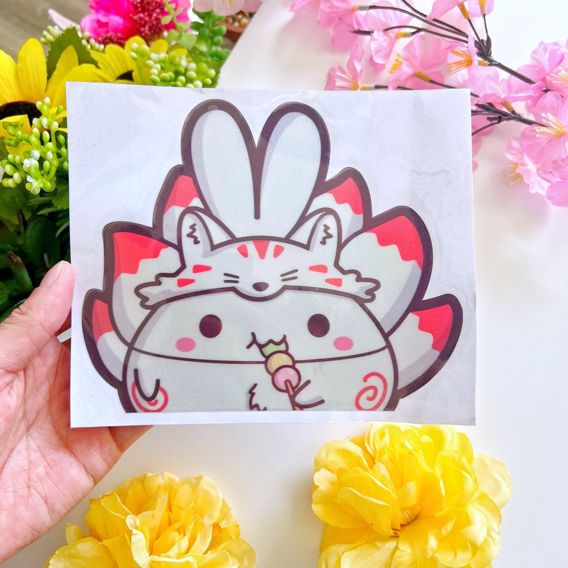 Car Decal Sticker - Peeking Kitsune - SumLilThings