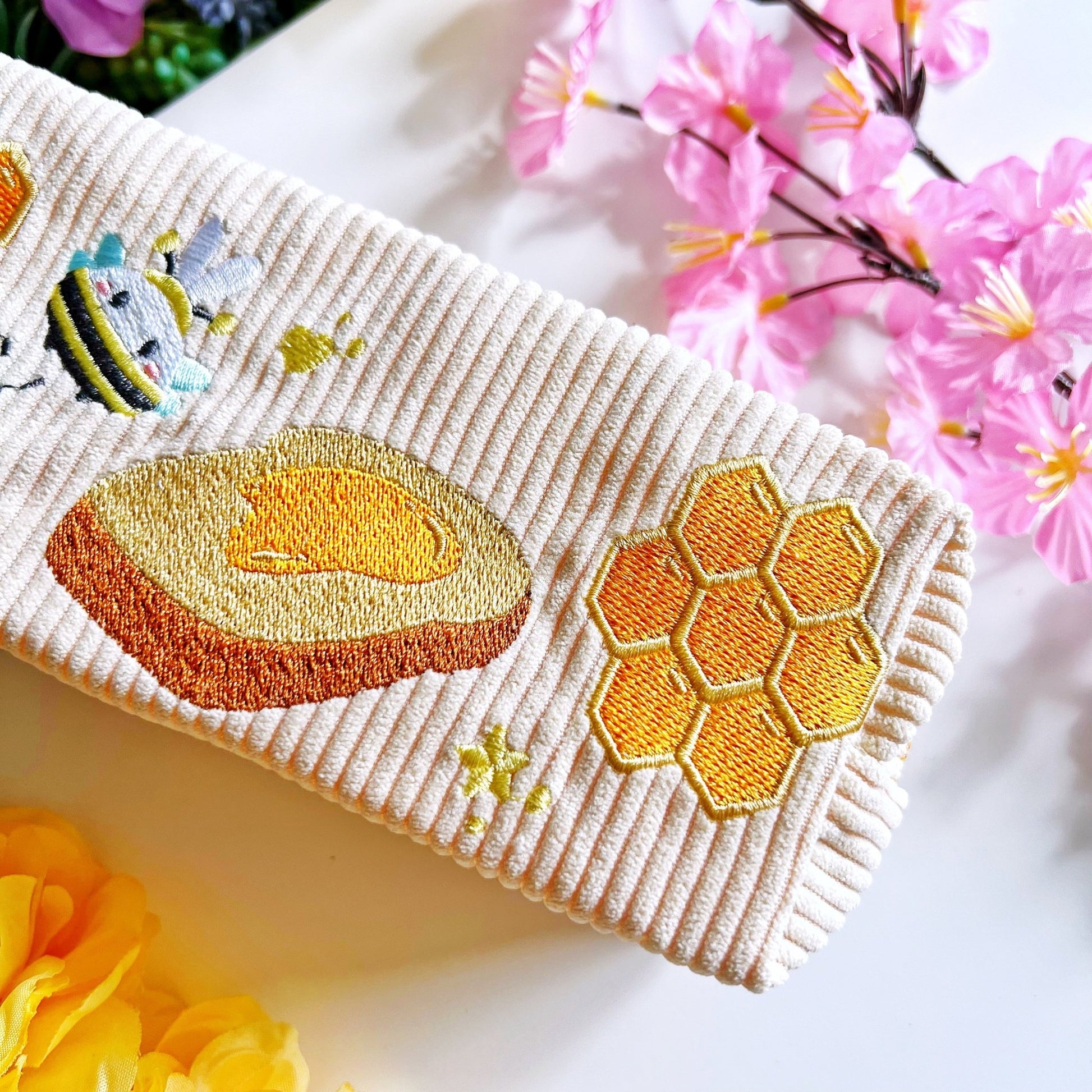 Corduroy Pencil Pouch - Honeycomb (Embroidered) - SumLilThings
