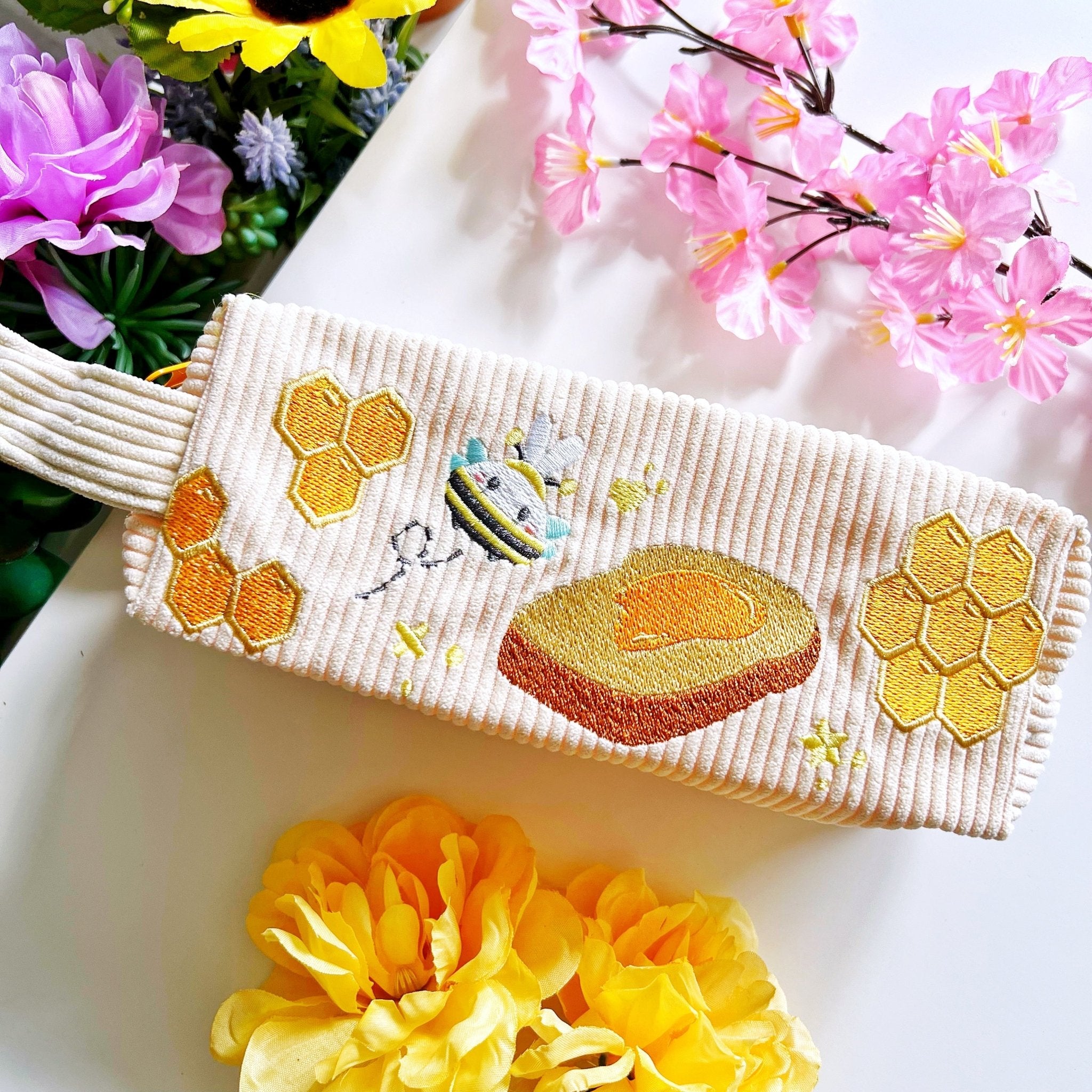 Corduroy Pencil Pouch - Honeycomb (Embroidered) - SumLilThings