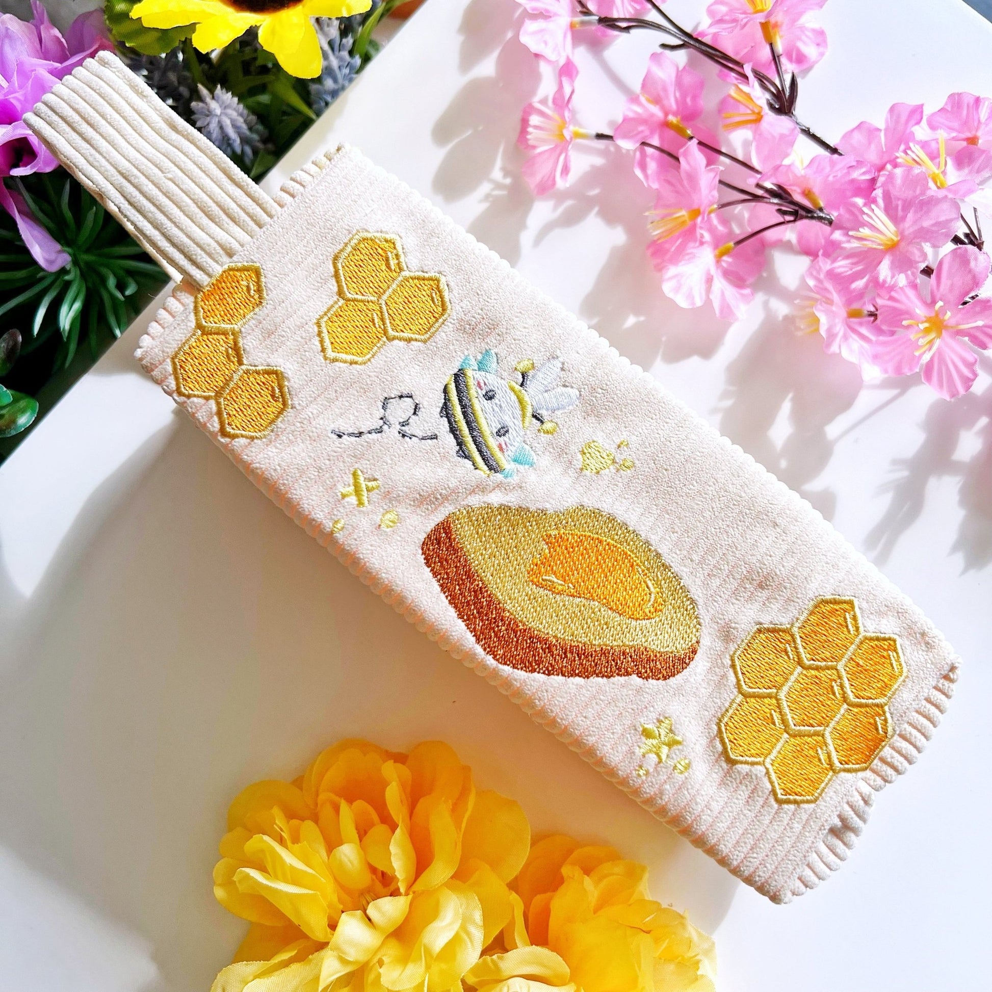 Corduroy Pencil Pouch - Honeycomb (Embroidered) - SumLilThings