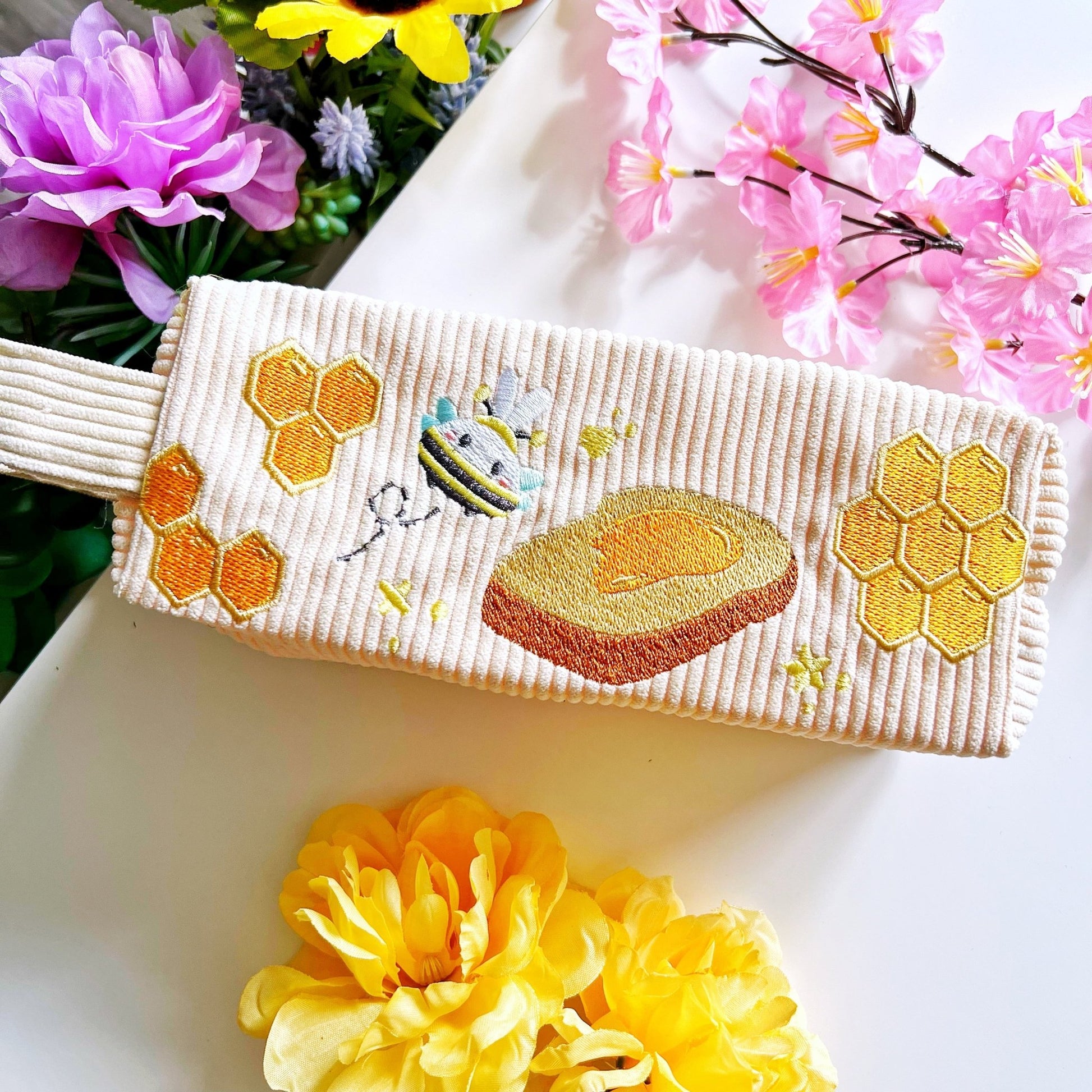 Corduroy Pencil Pouch - Honeycomb (Embroidered) - SumLilThings