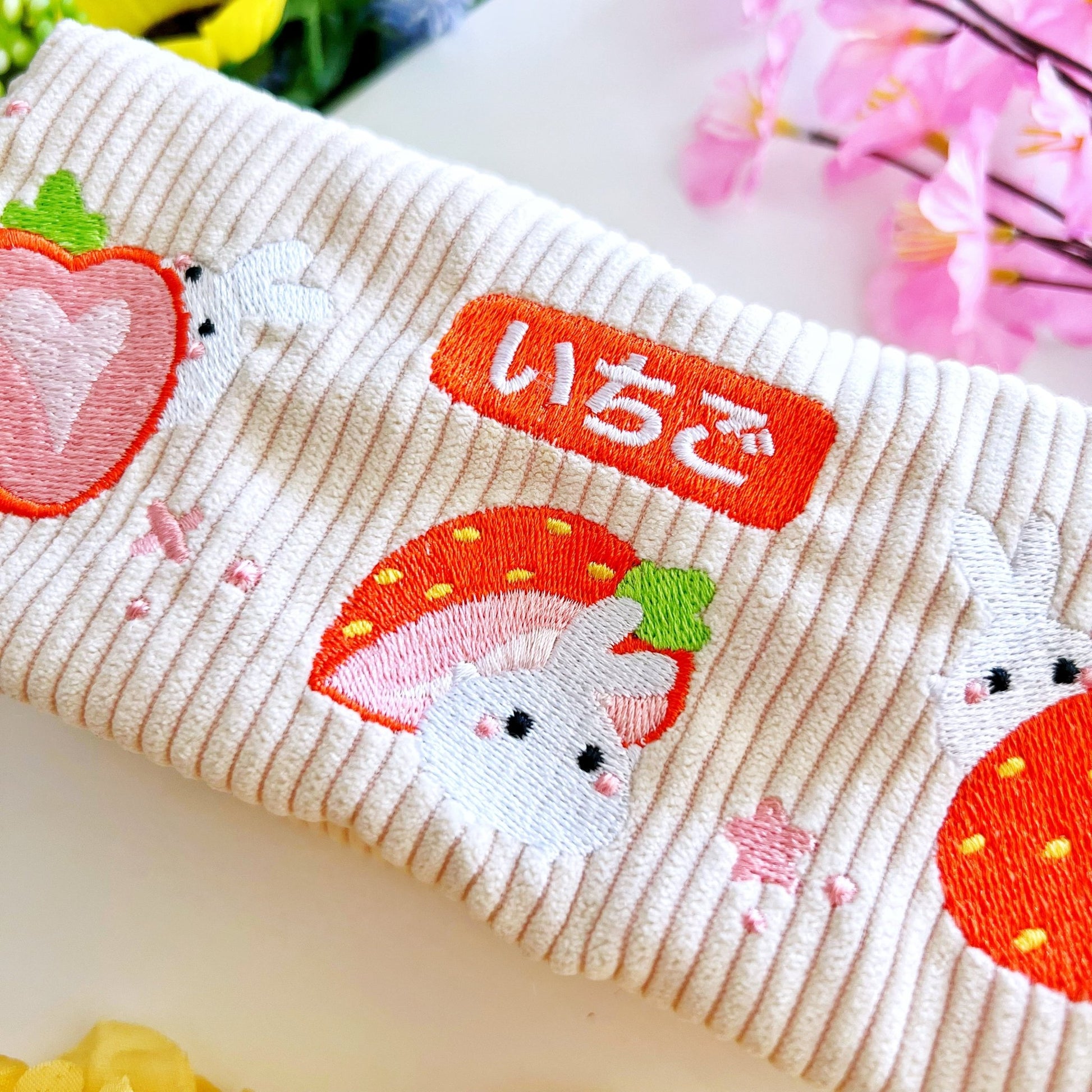 Corduroy Pencil Pouch - Ichigo (Embroidered) - SumLilThings