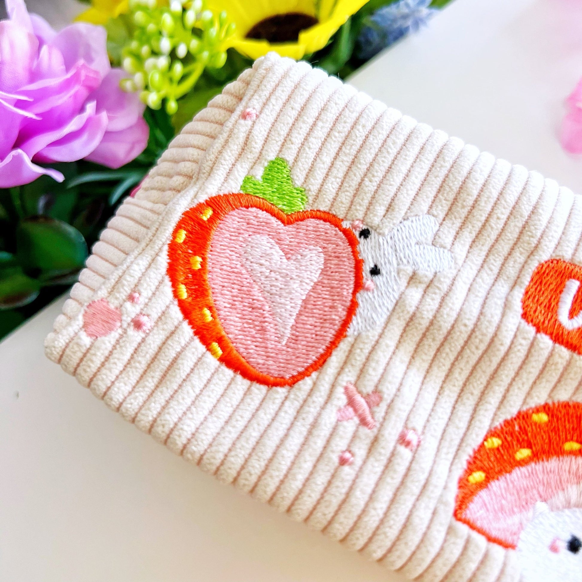Corduroy Pencil Pouch - Ichigo (Embroidered) - SumLilThings
