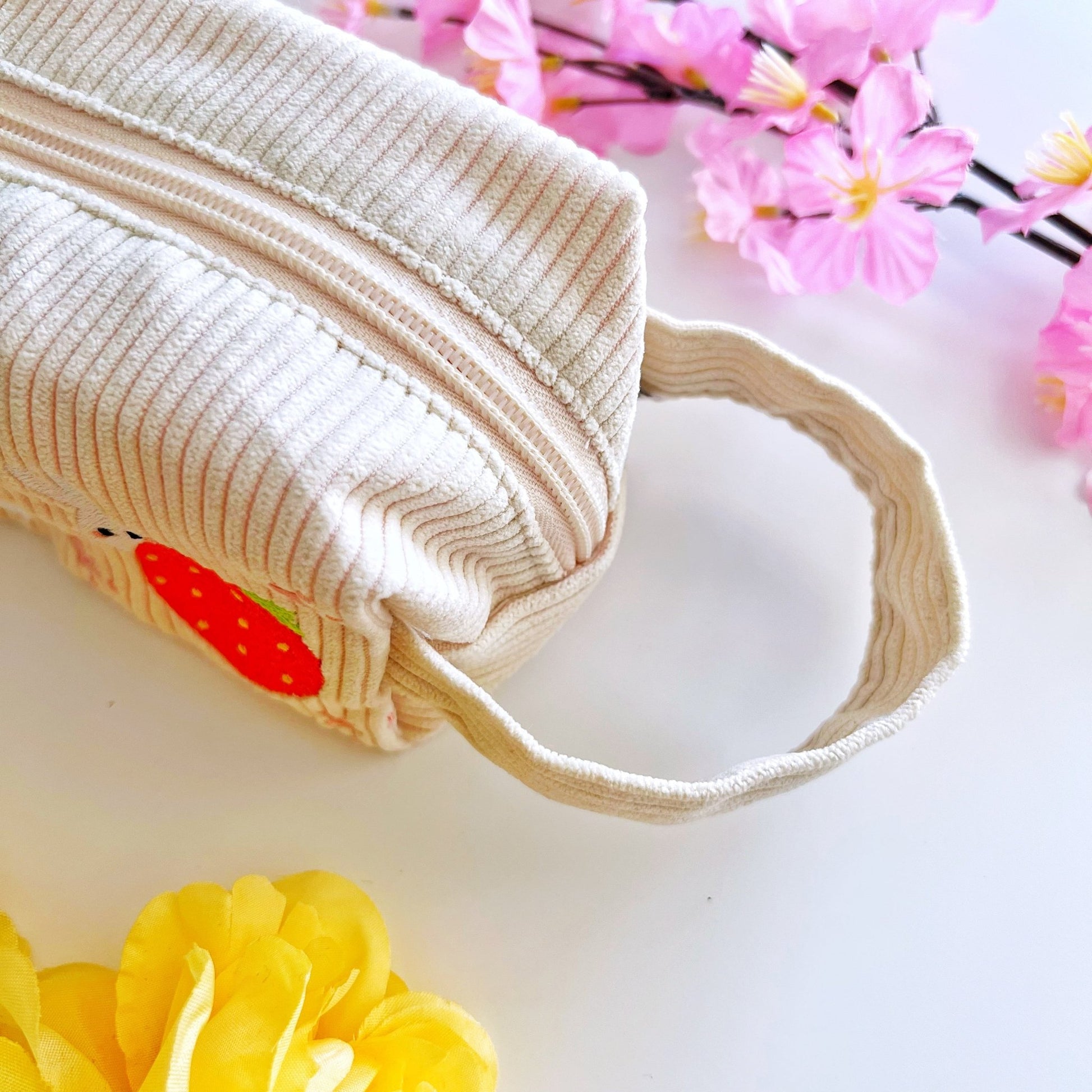 Corduroy Pencil Pouch - Ichigo (Embroidered) - SumLilThings