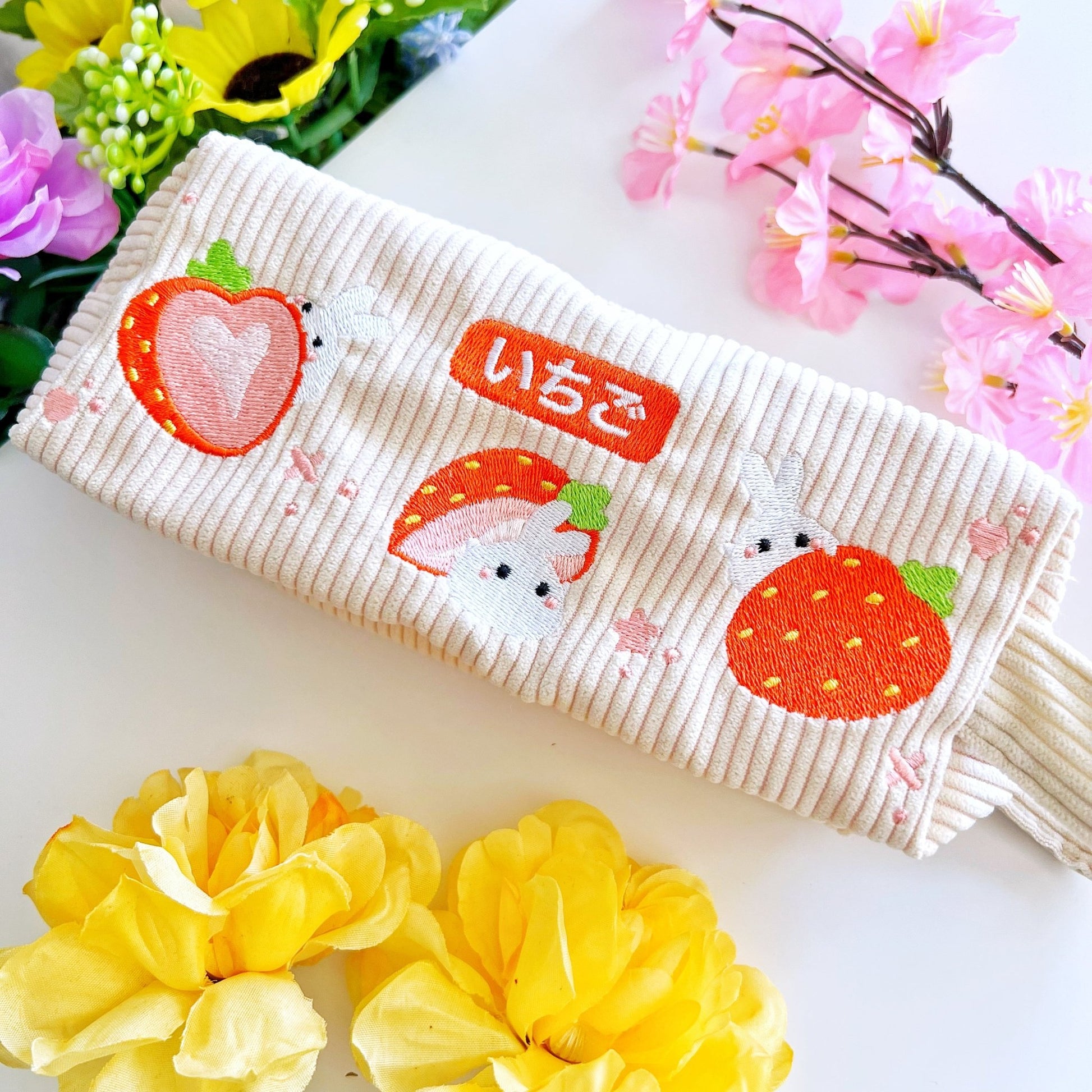 Corduroy Pencil Pouch - Ichigo (Embroidered) - SumLilThings