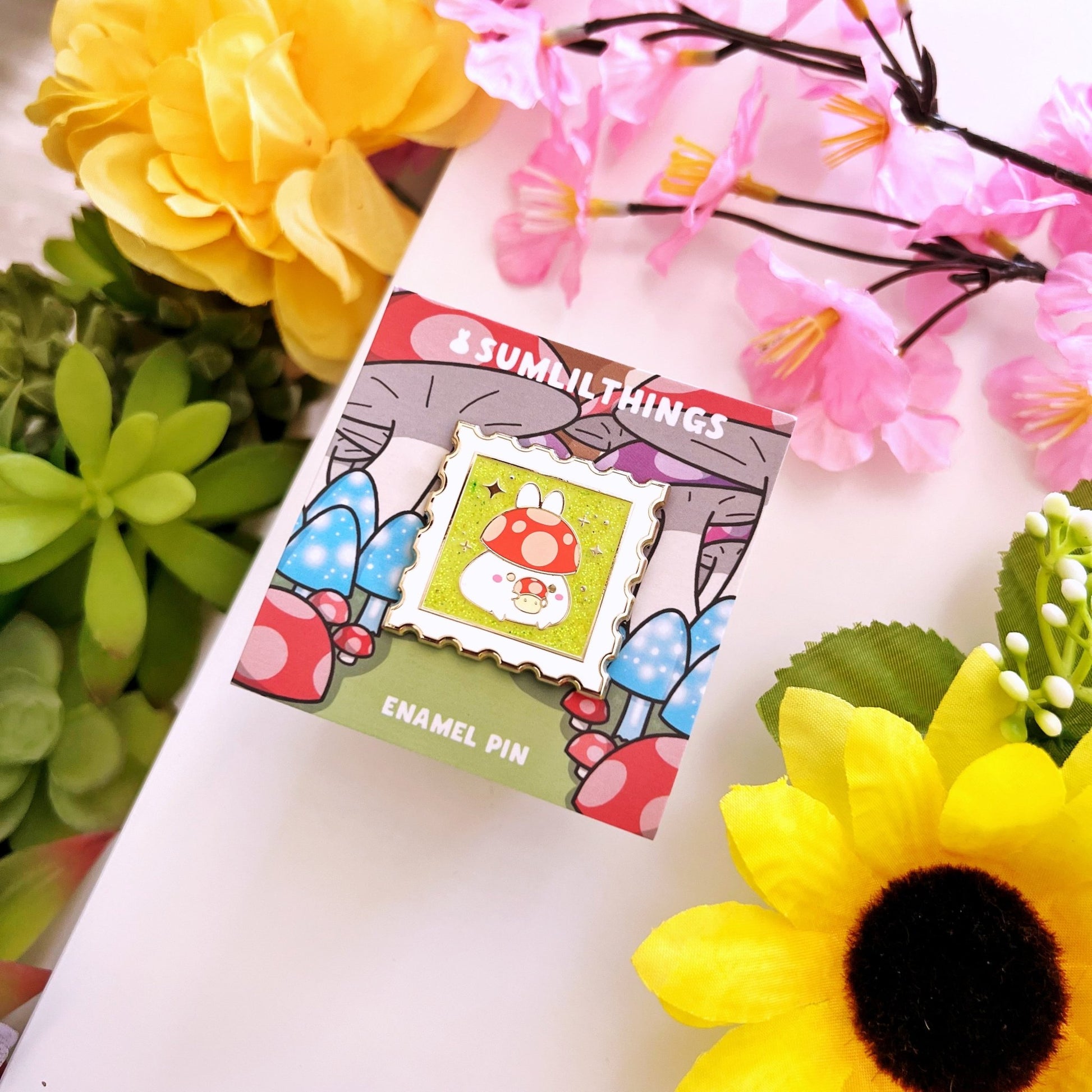 Enamel Pin - Emotional Support Mushroom Stamp - SumLilThings