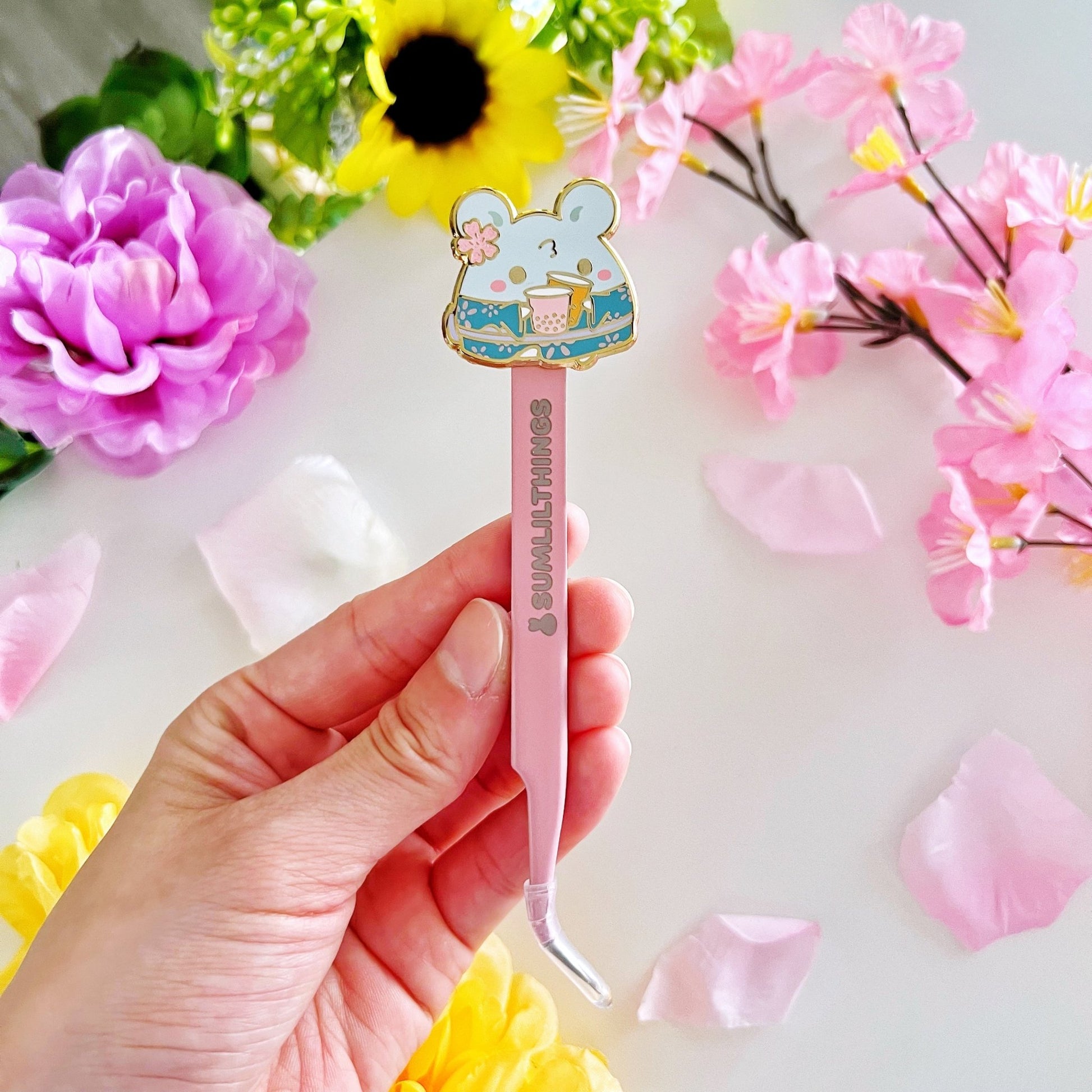 Enamel Tweezer - Sakura Boba Oatmeal (Fine Point) - SumLilThings