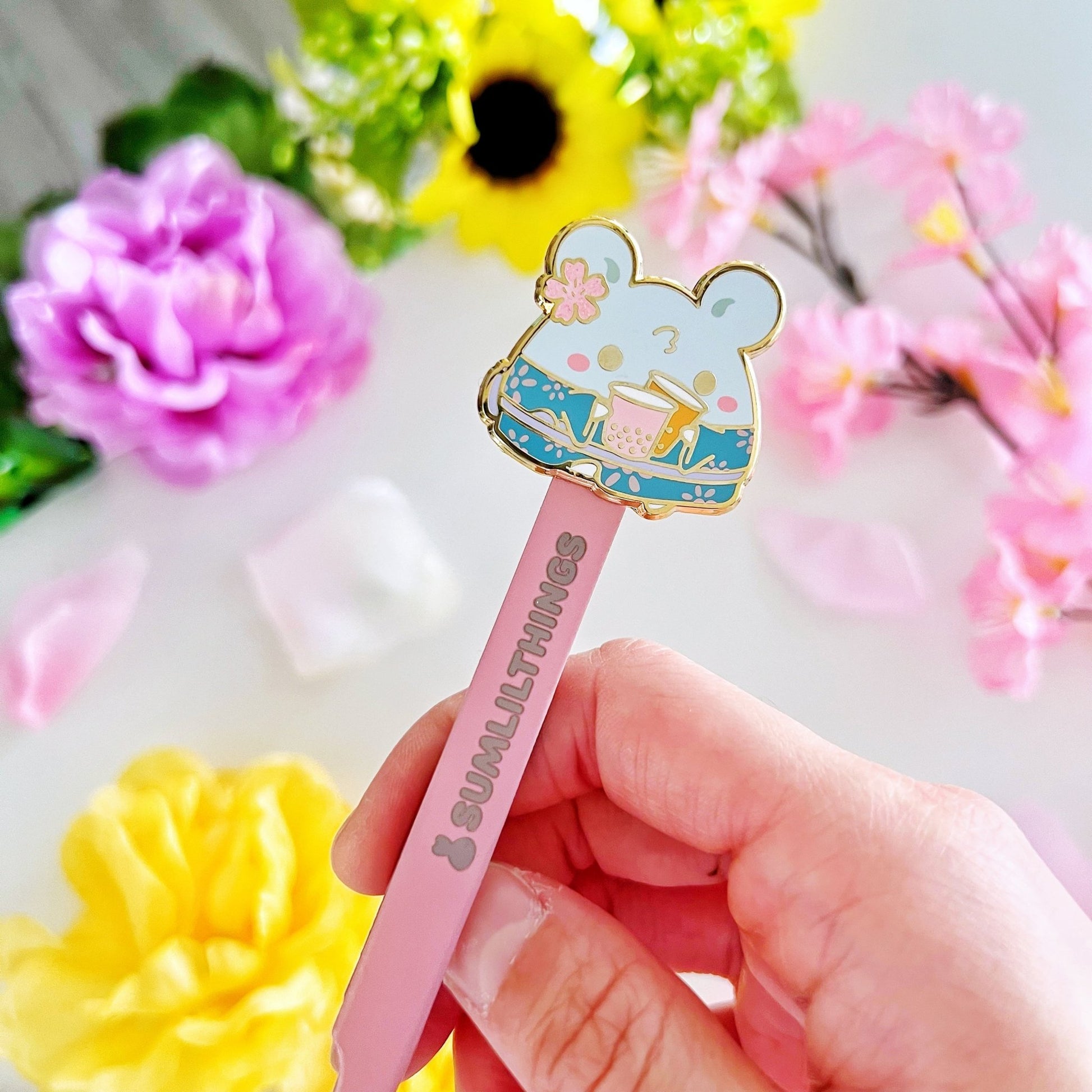 Enamel Tweezer - Sakura Boba Oatmeal (Fine Point) - SumLilThings