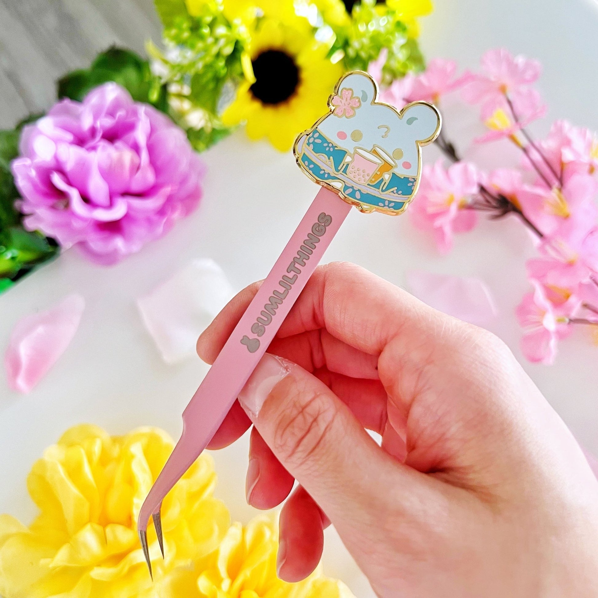 Enamel Tweezer - Sakura Boba Oatmeal (Fine Point) - SumLilThings