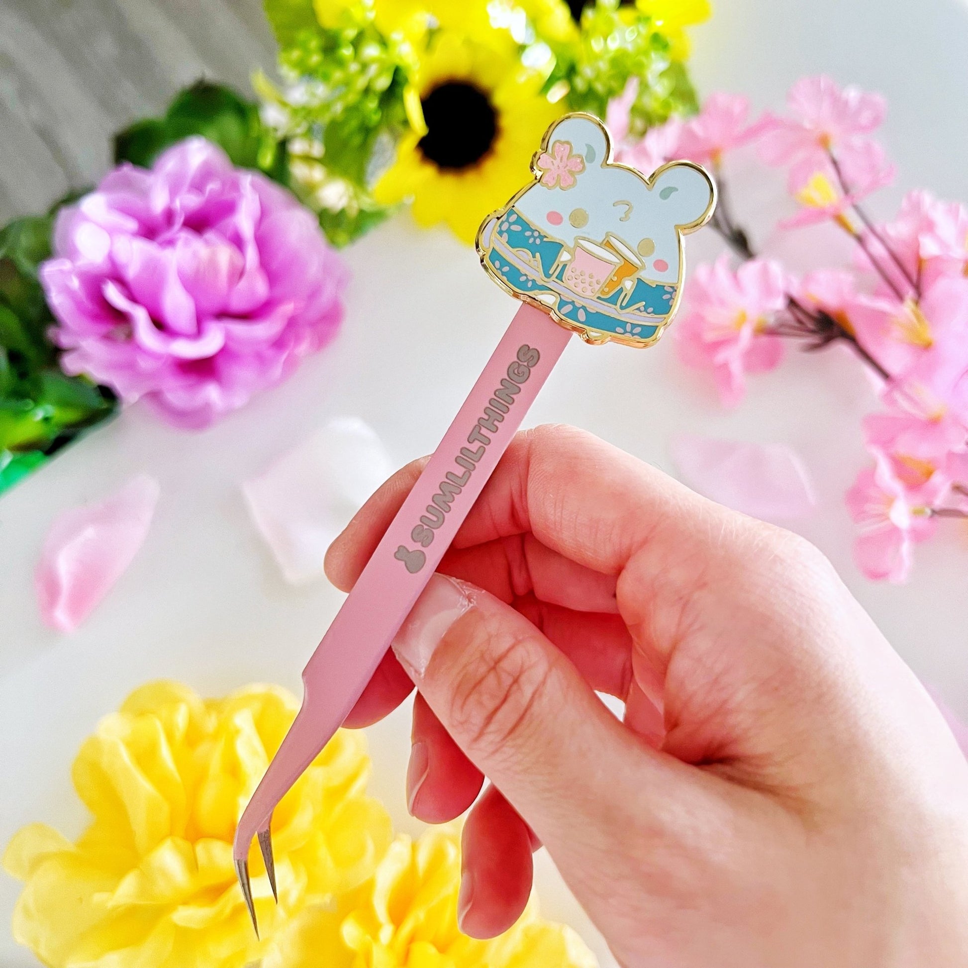 Enamel Tweezer - Sakura Boba Oatmeal (Fine Point) - SumLilThings