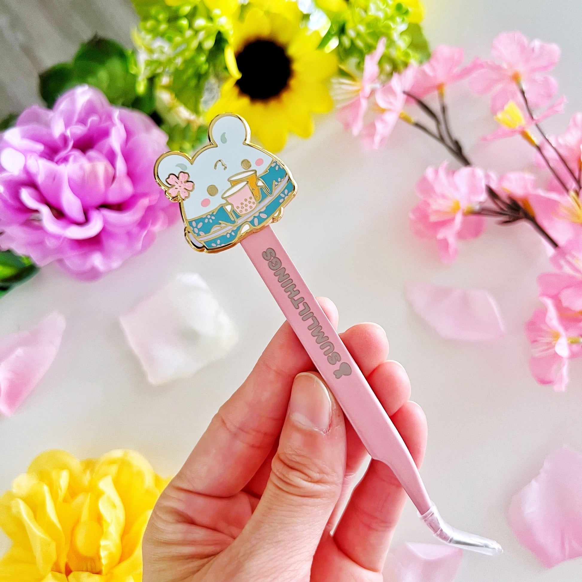 Enamel Tweezer - Sakura Boba Oatmeal (Fine Point) - SumLilThings