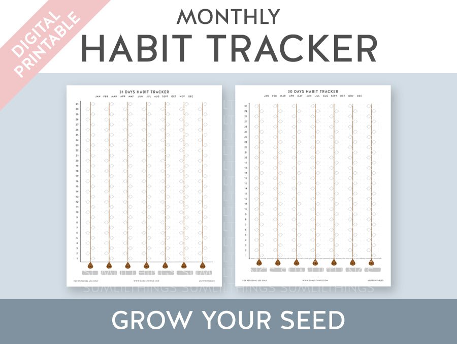 Habit Tracker - Grow Your Habits - A5 & Letter Size (Digital Product) - SumLilThings