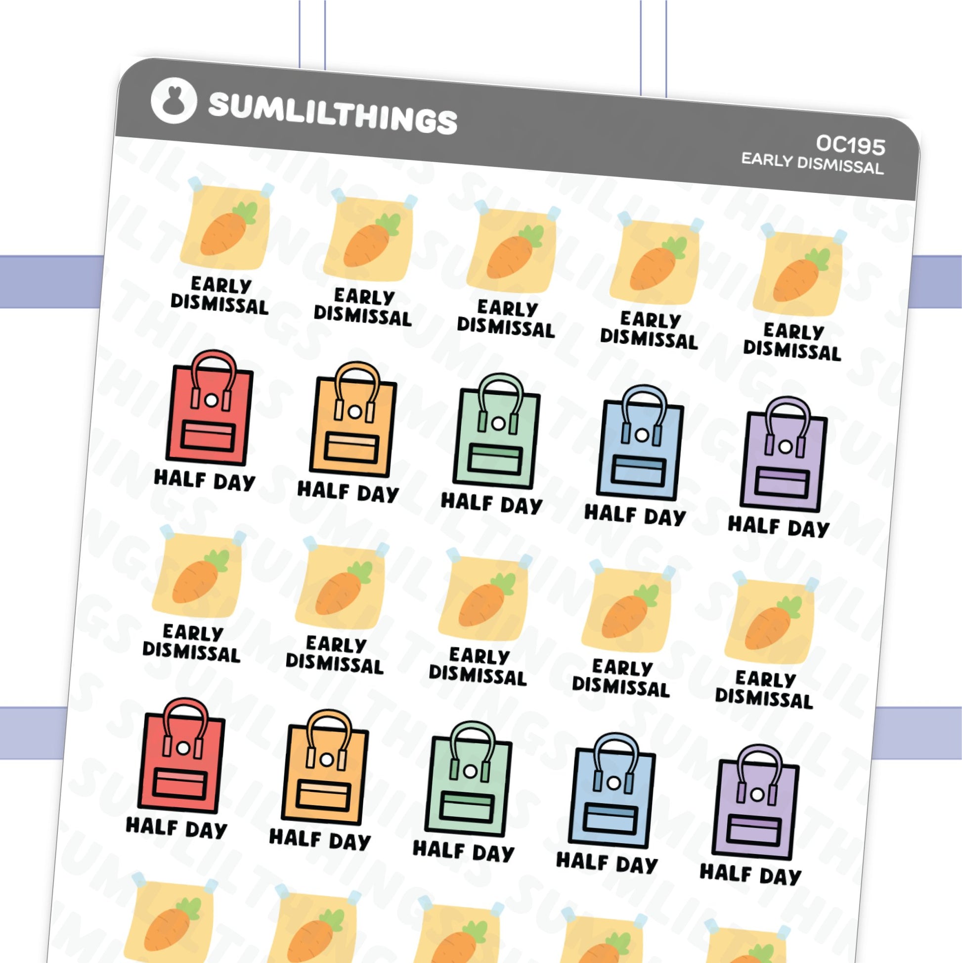 Half Day & Early Dismissal Stickers - SumLilThings
