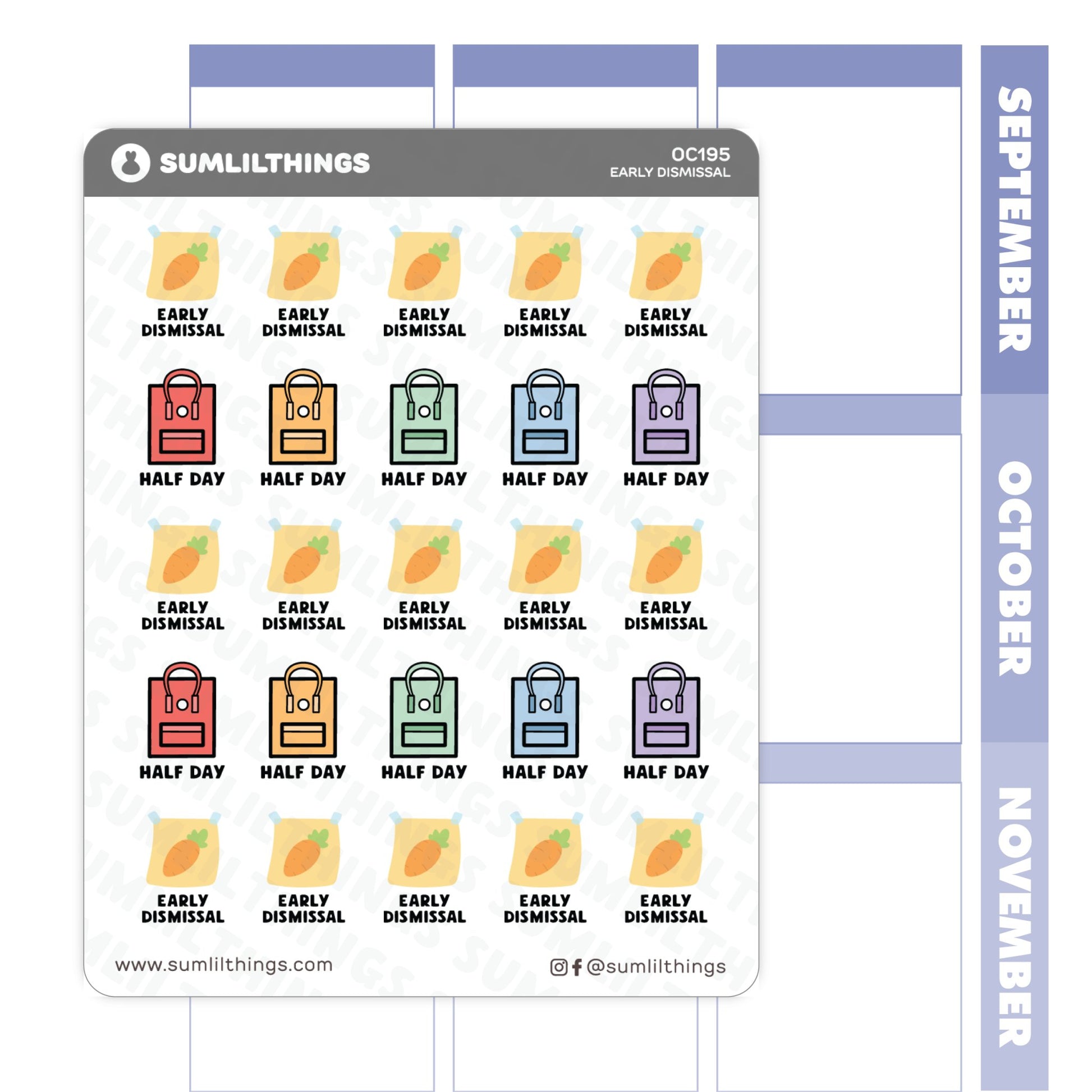 Half Day & Early Dismissal Stickers - SumLilThings