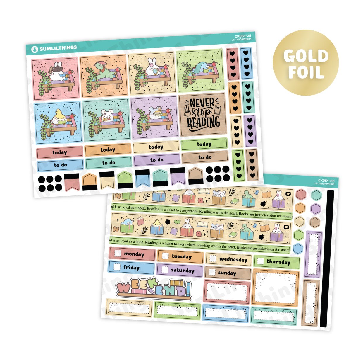 Hobonichi COUSIN - Lil' Bookworm - Gold Foil - SumLilThings