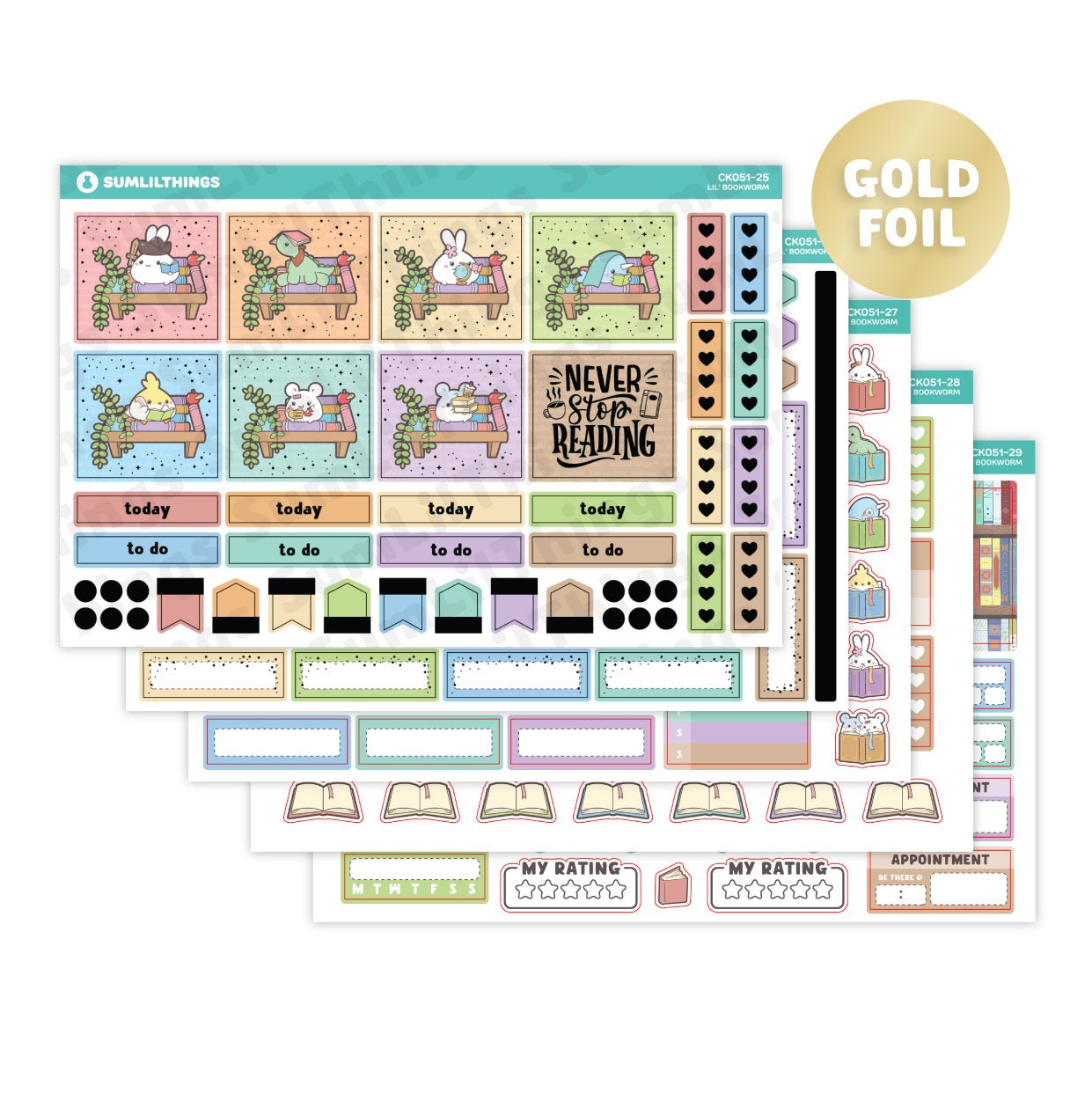 Hobonichi COUSIN - Lil' Bookworm - Gold Foil - SumLilThings