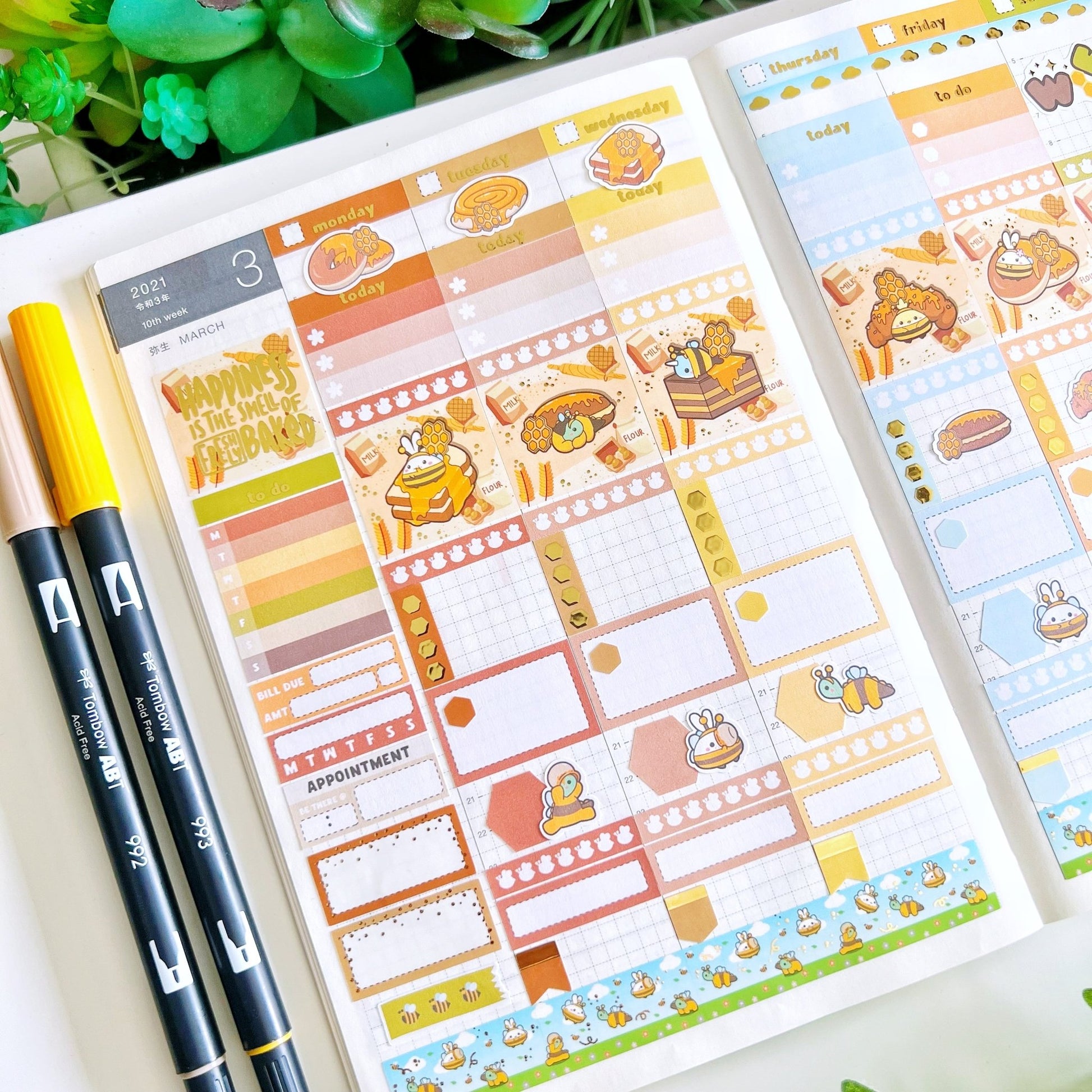 Hobonichi COUSIN - Lil' Honey Pastries - Gold Foil - SumLilThings