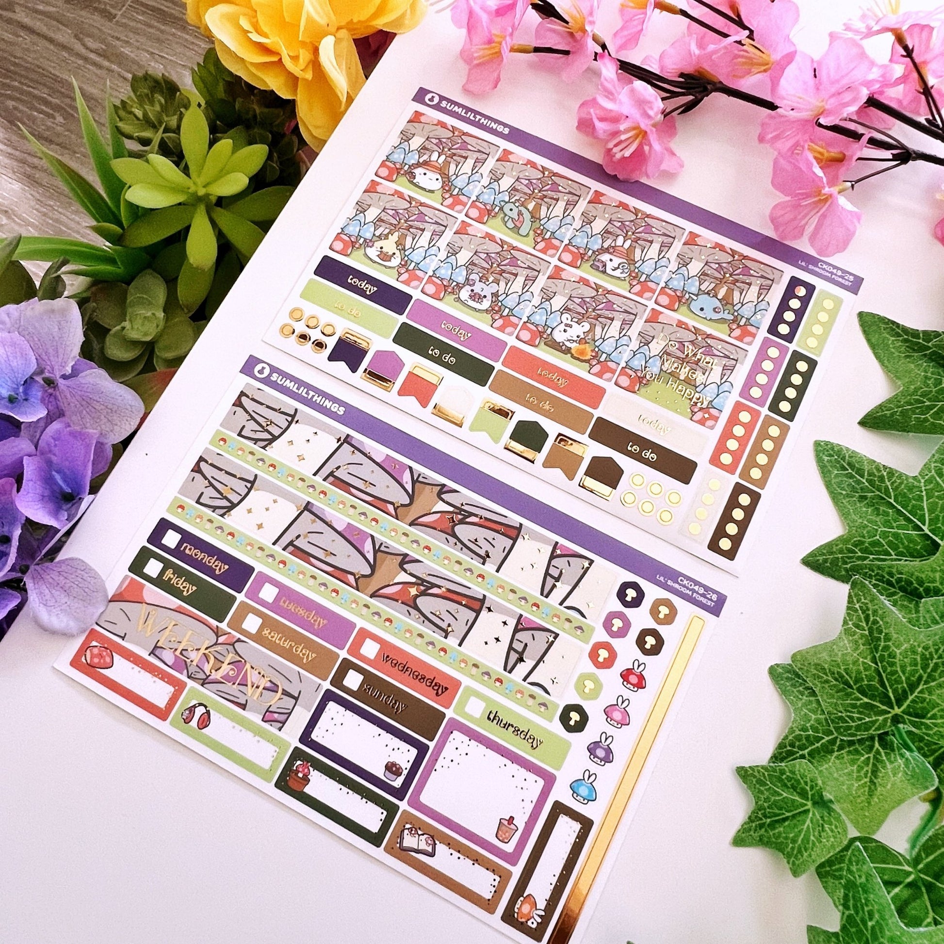 Hobonichi COUSIN - Lil' Mushroom Forest - Gold Foil - SumLilThings