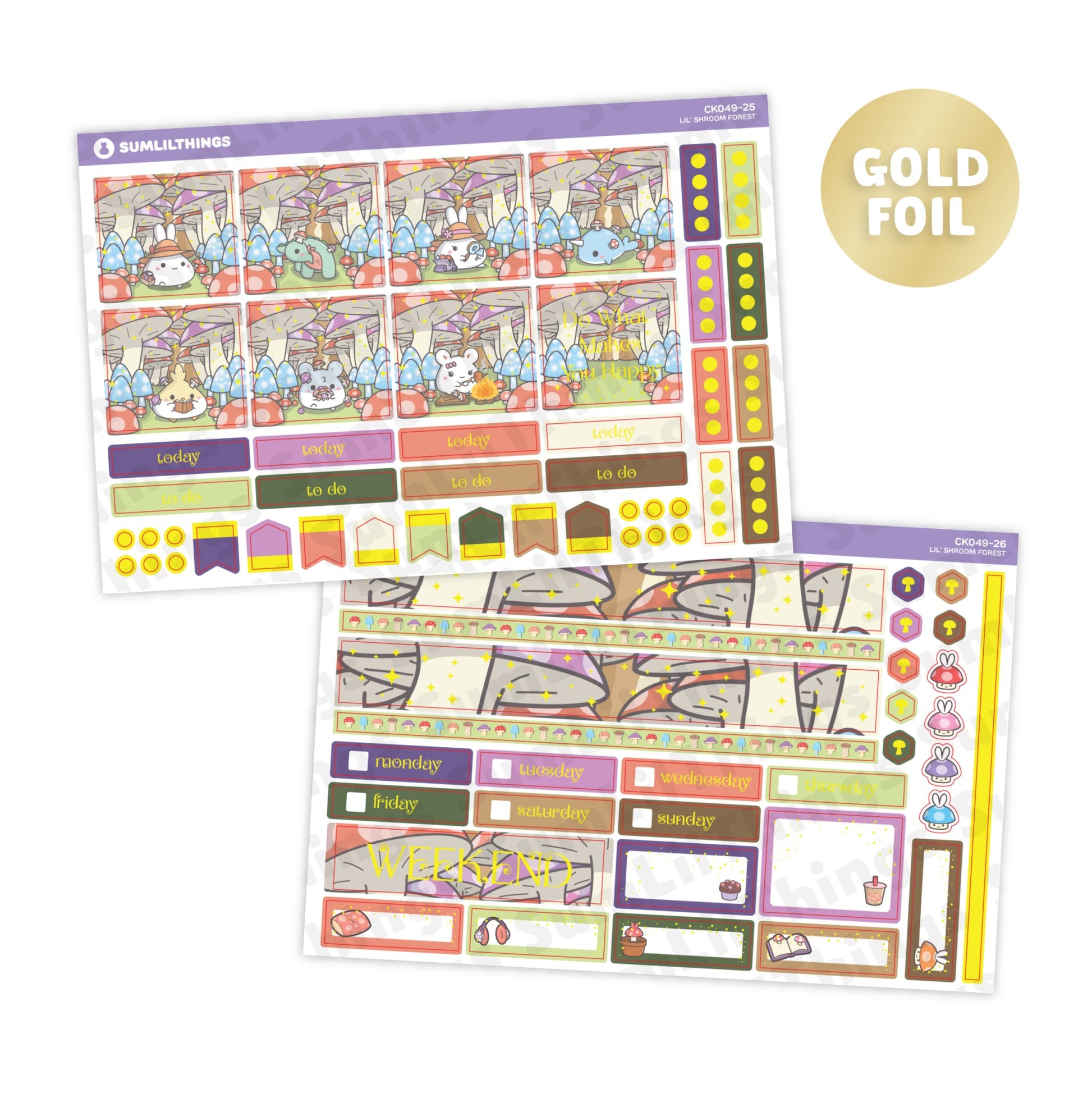 Hobonichi COUSIN - Lil' Mushroom Forest - Gold Foil - SumLilThings