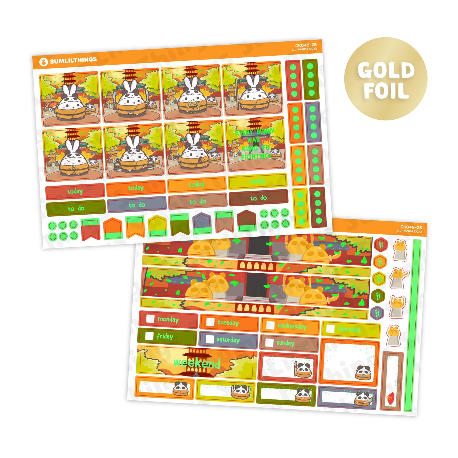 Hobonichi COUSIN - Lil' Panda Dojo - Gold Foil - SumLilThings