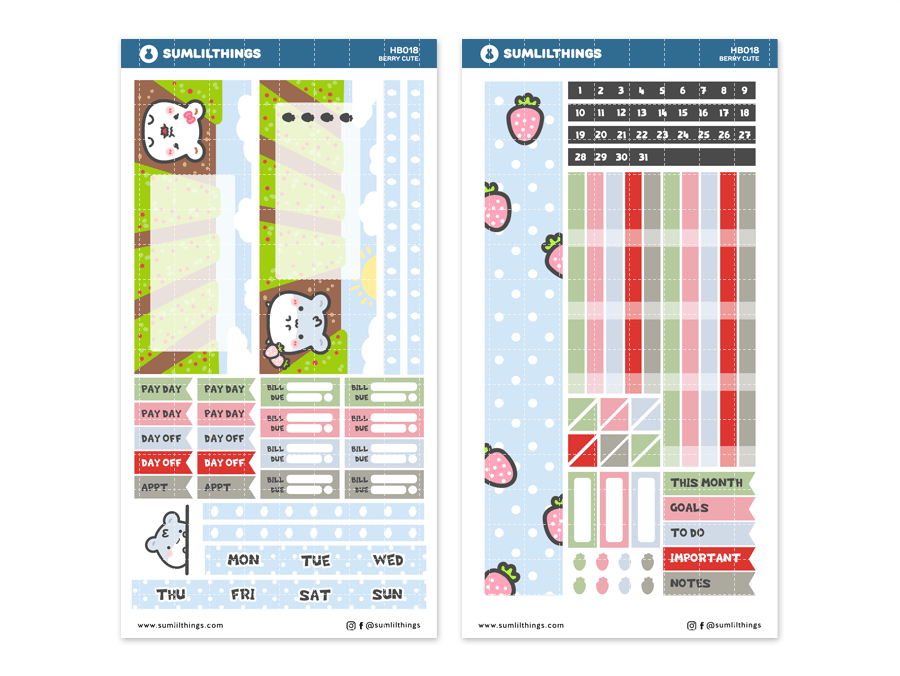 Hobonichi WEEKS Kit - Berry Cute - Monthly View - SumLilThings