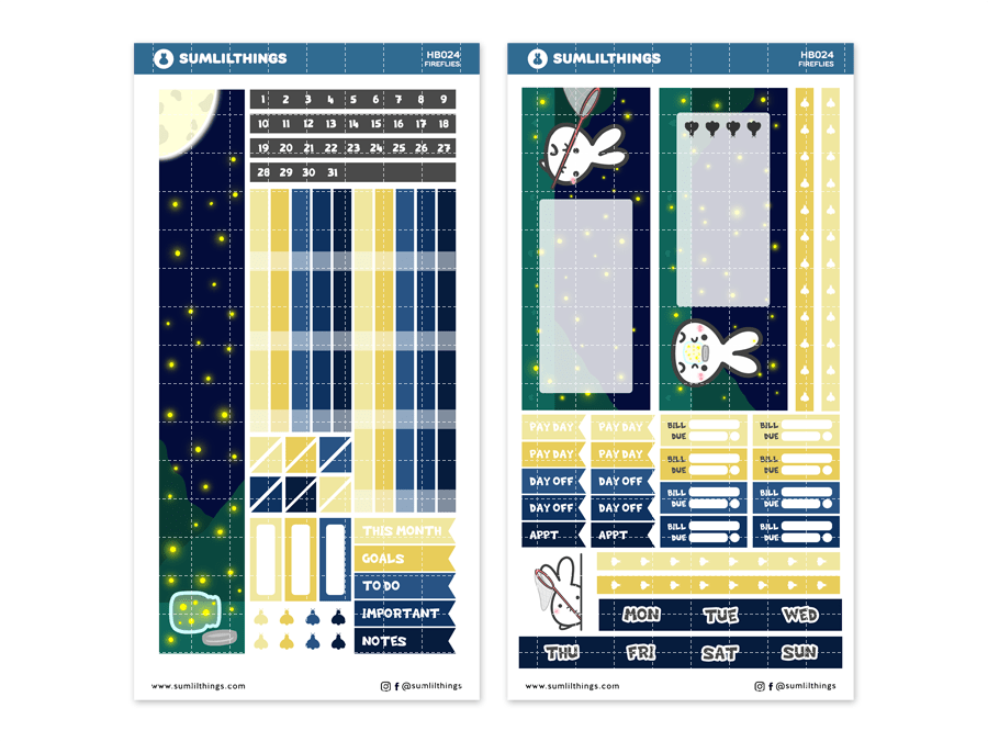 Hobonichi WEEKS Kit - Fireflies - Monthly View - SumLilThings