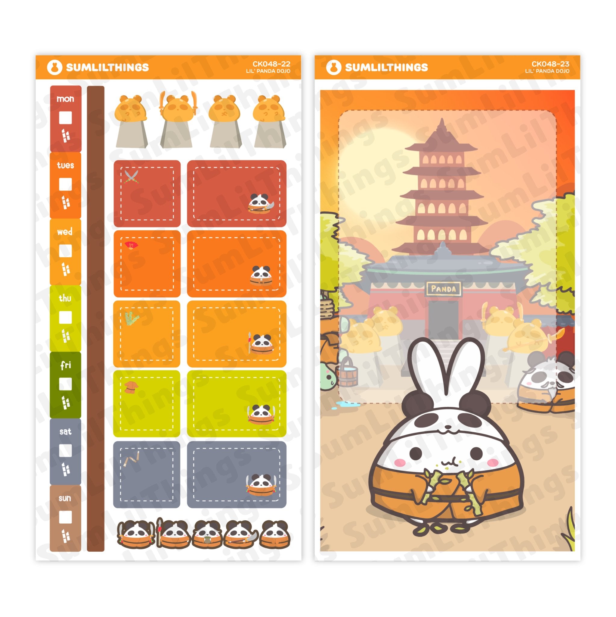 Hobonichi WEEKS Kit - Lil' Panda Dojo (2 Pages) - SumLilThings