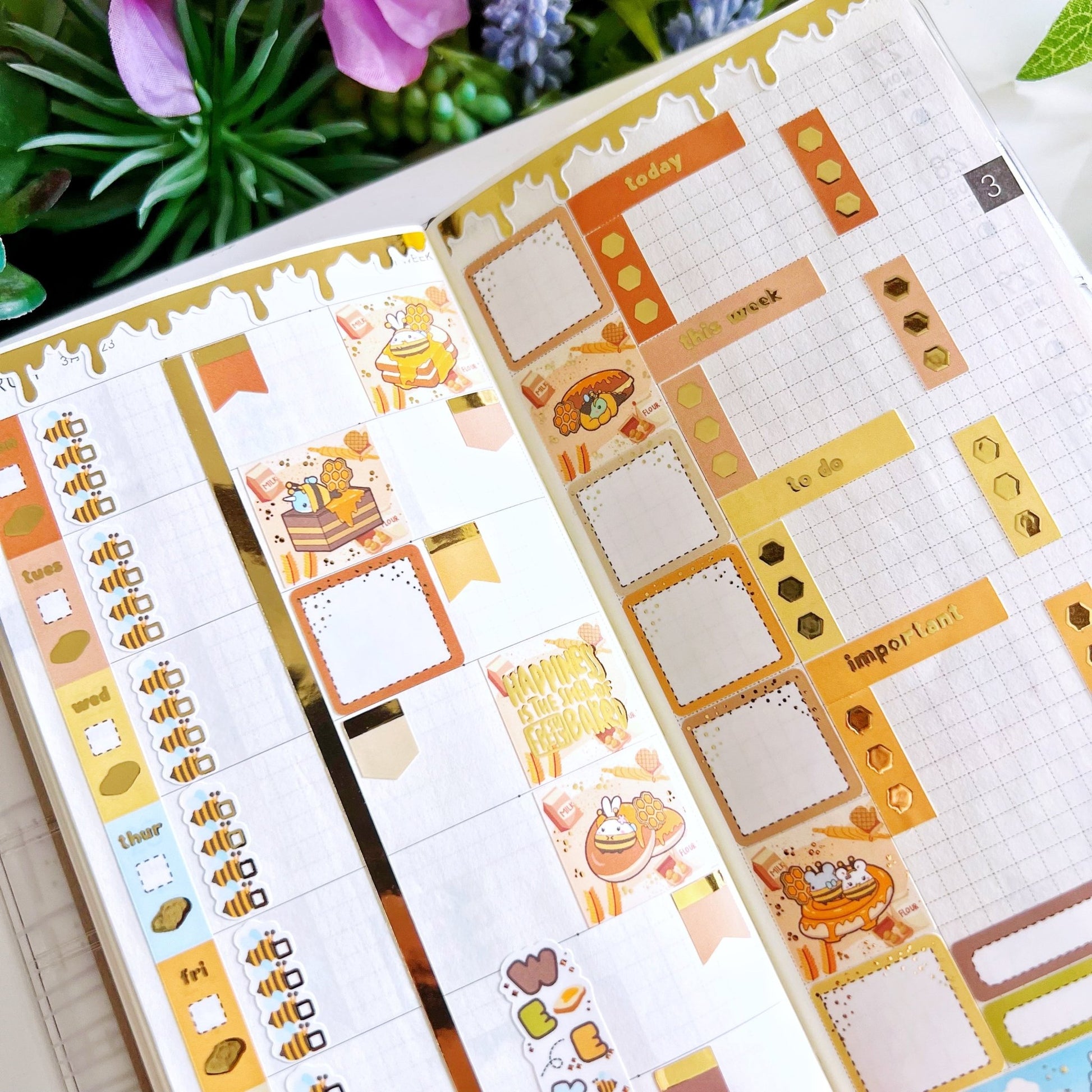Hobonichi WEEKS - Lil' Honey Pastries - Gold Foil - SumLilThings
