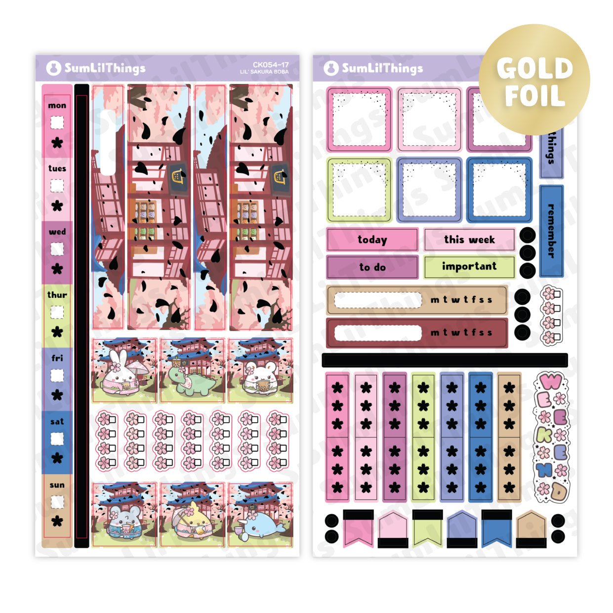 Hobonichi WEEKS - Lil' Sakura Boba - Gold Foil - SumLilThings