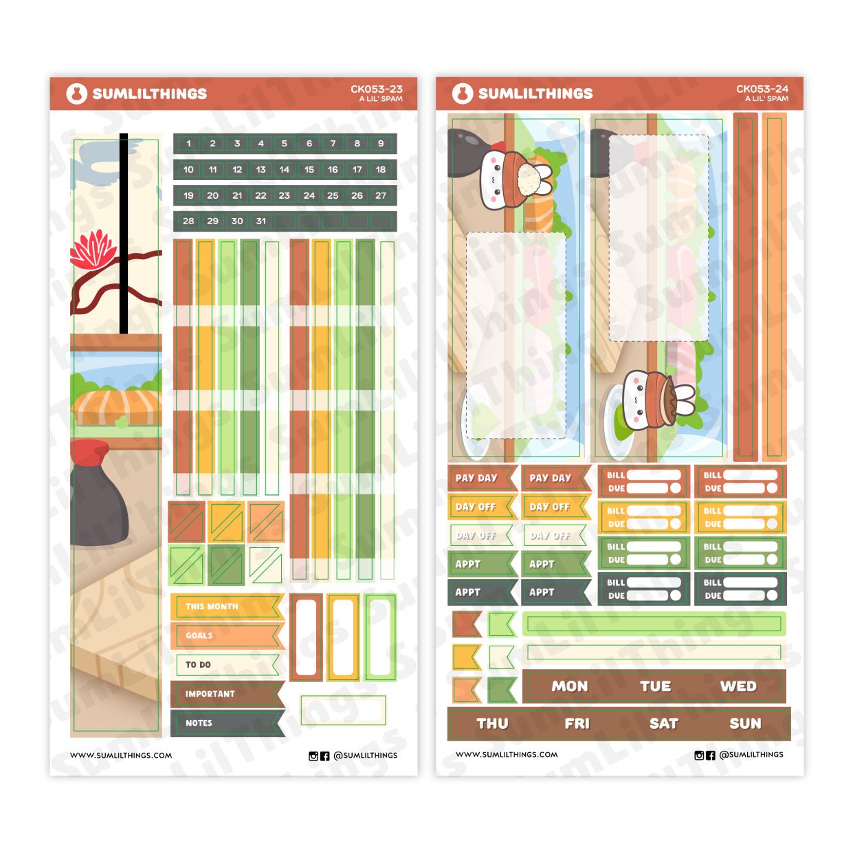Hobonichi WEEKS - Lil' Spam Musubi - Gold Foil - SumLilThings