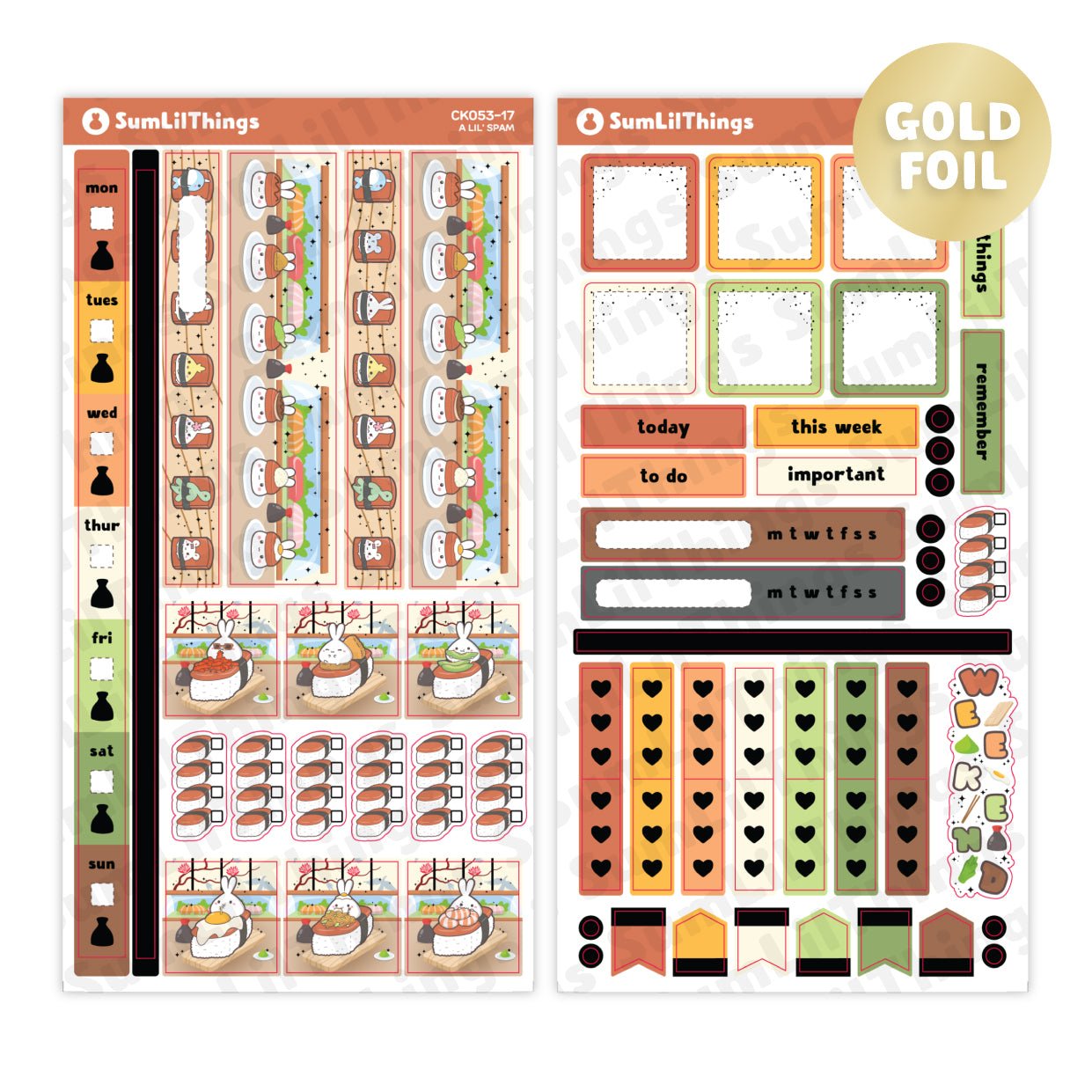 Hobonichi WEEKS - Lil' Spam Musubi - Gold Foil - SumLilThings