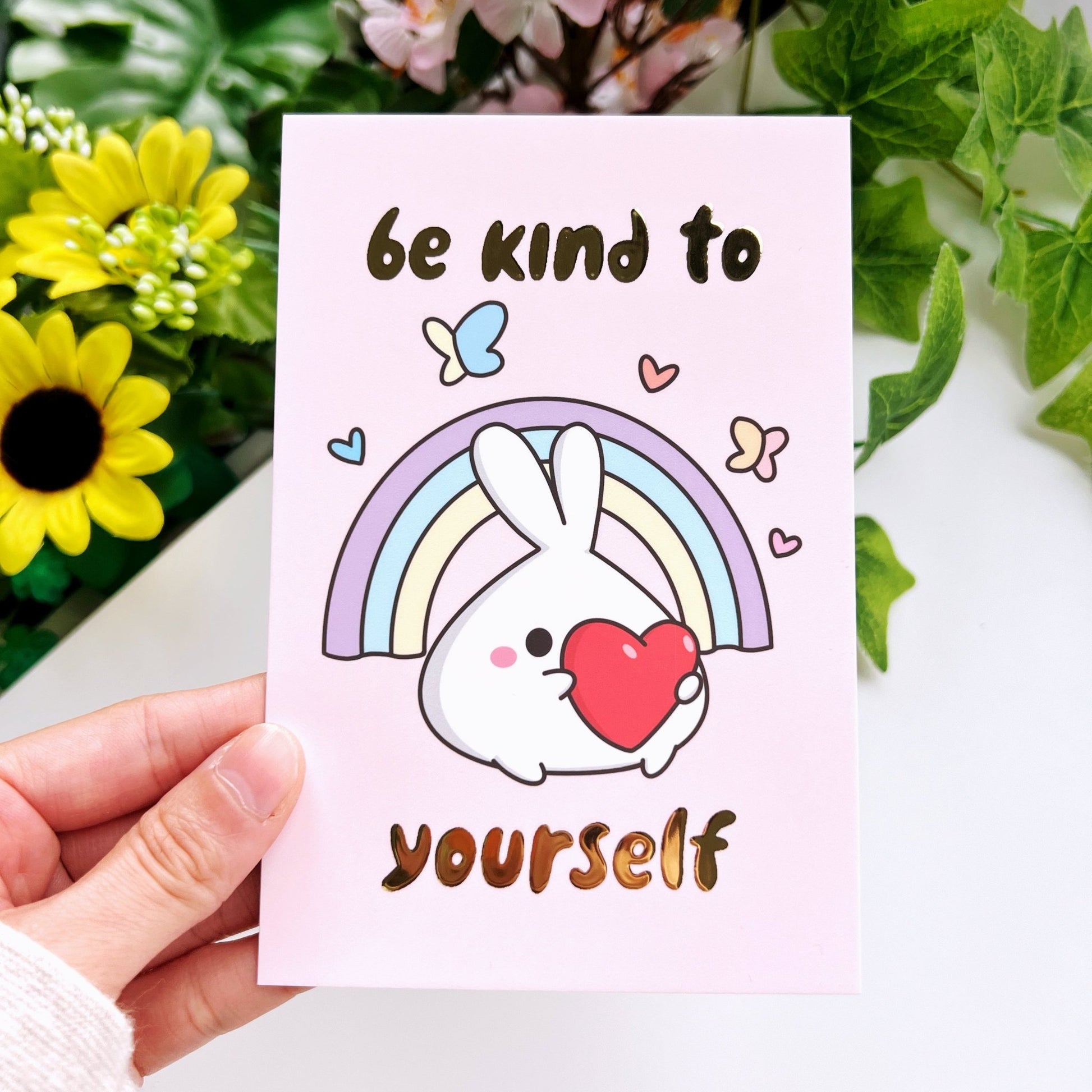 Journaling Card - Be Kind To Yourself - Gold Foiled - SumLilThings