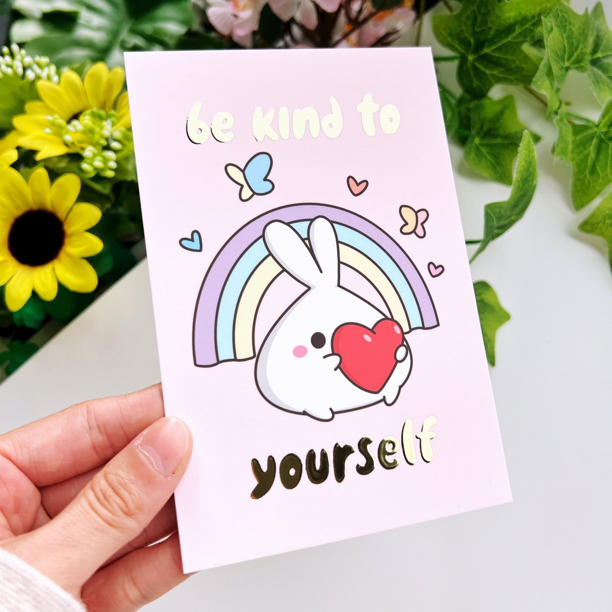 Journaling Card - Be Kind To Yourself - Gold Foiled - SumLilThings