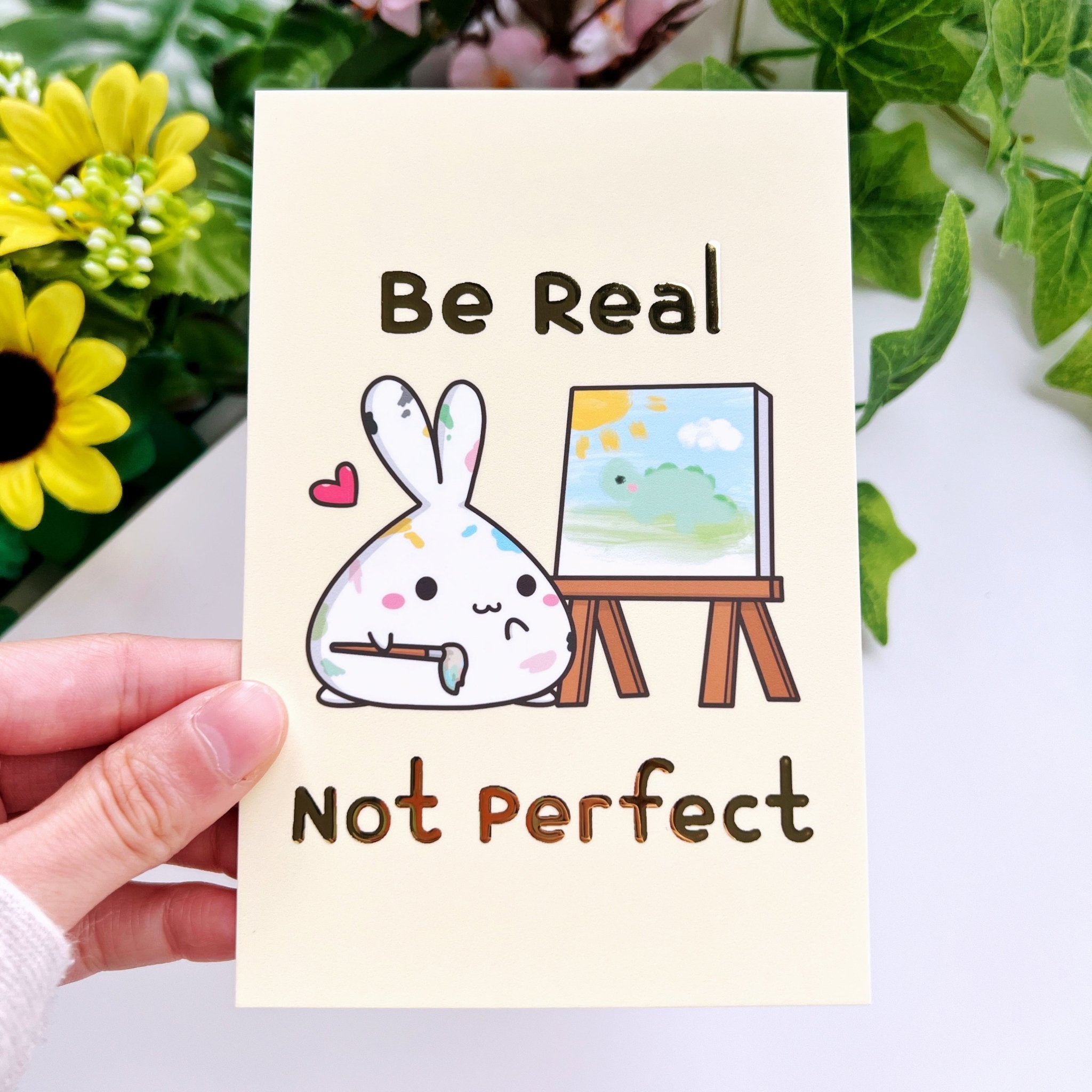 Journaling Card - Be Real Not Perfect - Gold Foiled - SumLilThings