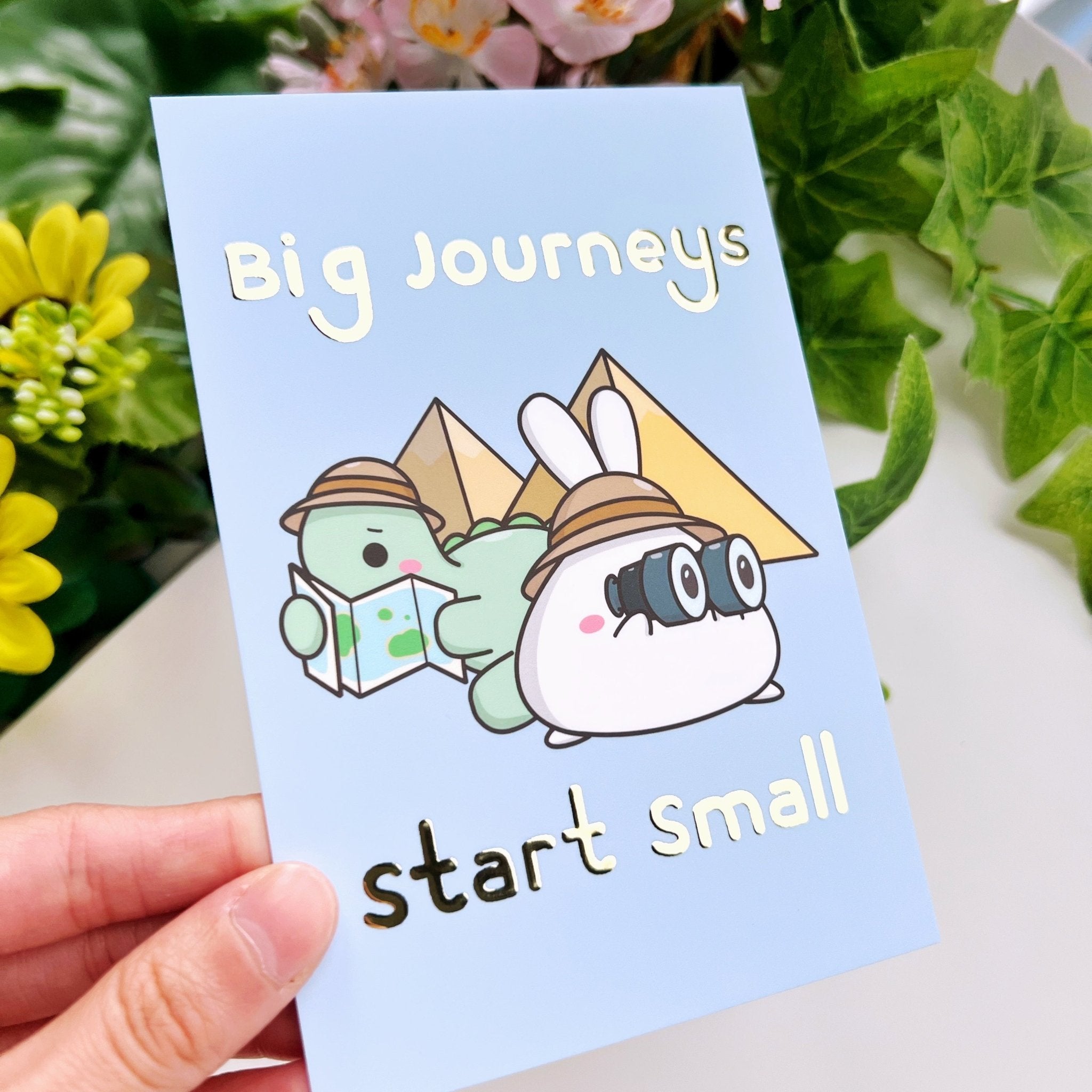 Journaling Card - Big Journeys Start Small - Gold Foiled - SumLilThings