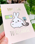 Journaling Card - Take Time To Recharge - Gold Foiled - SumLilThings