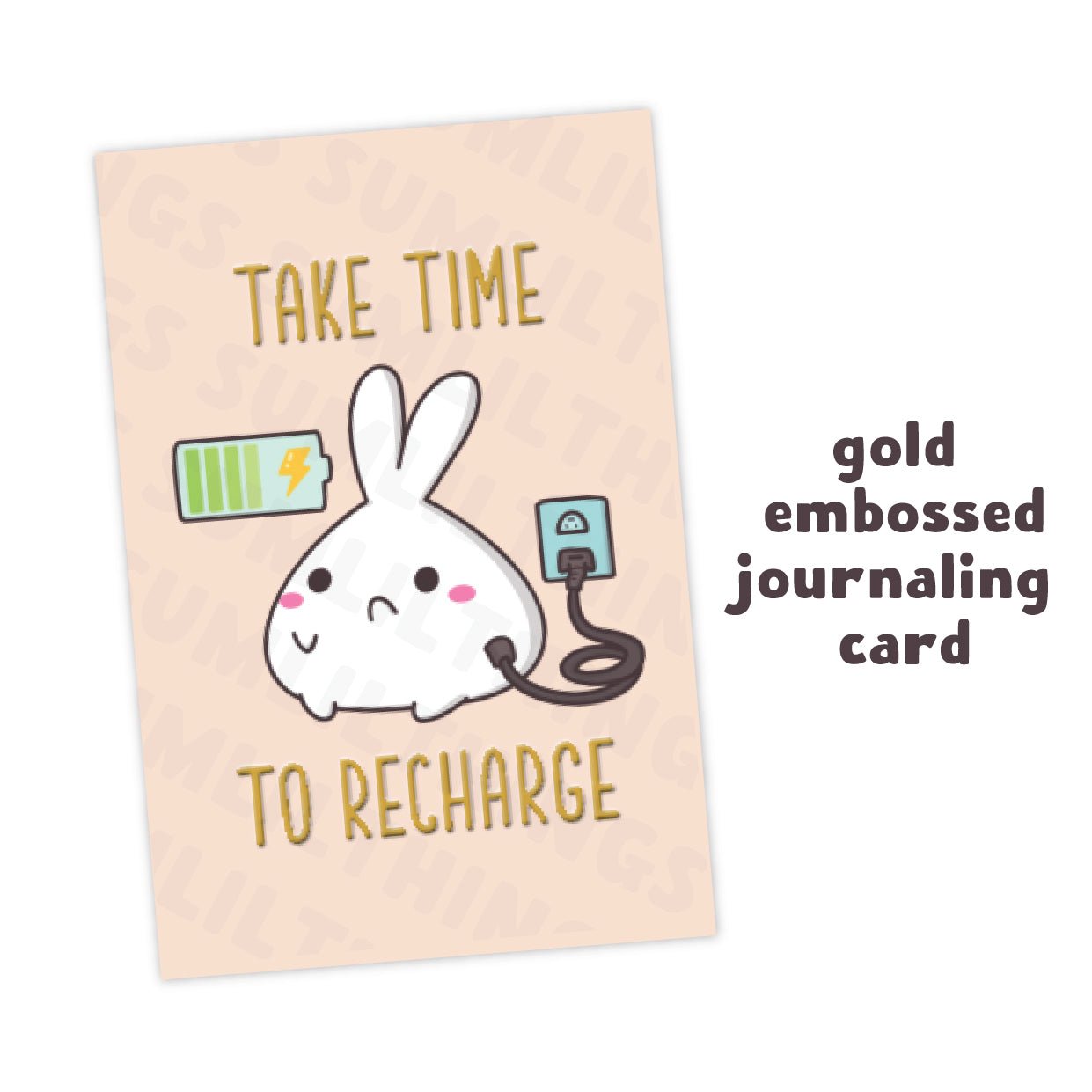 Journaling Card - Take Time To Recharge - Gold Foiled - SumLilThings