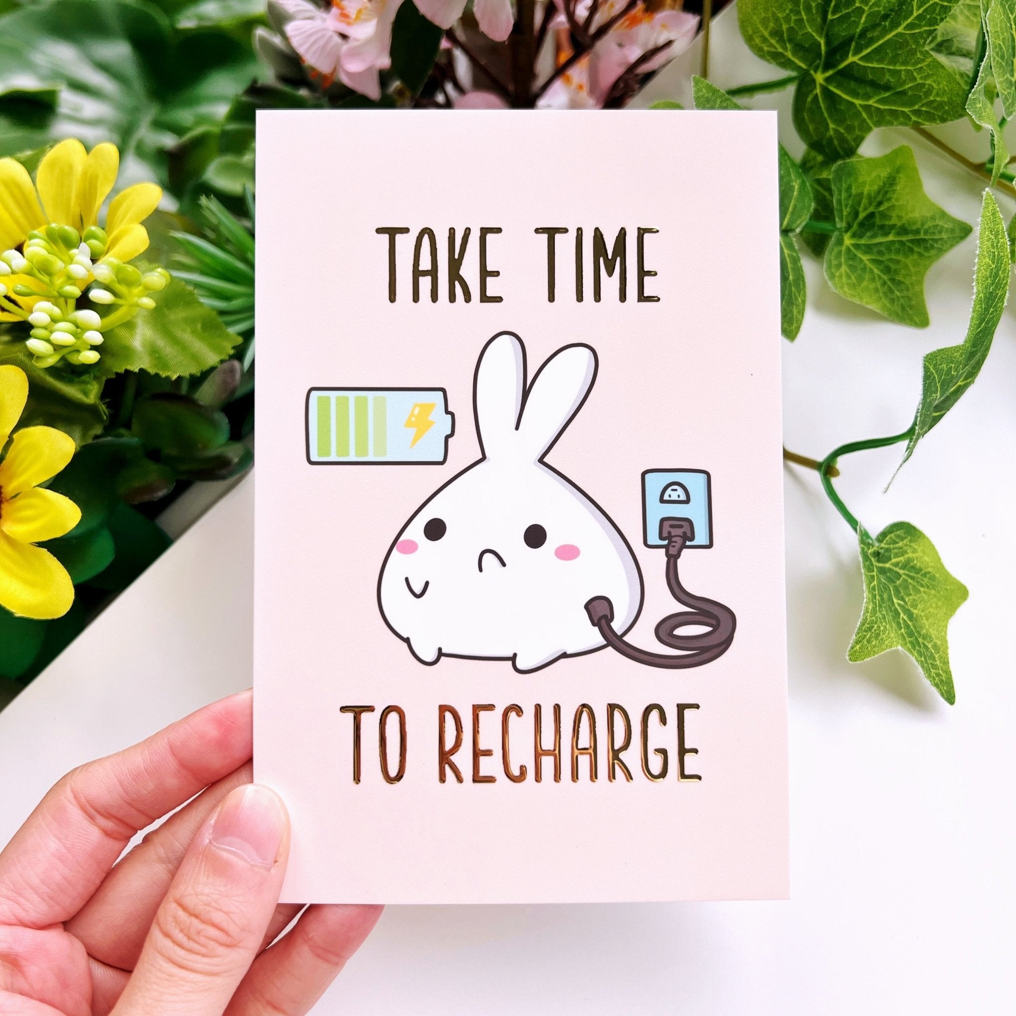 Journaling Card - Take Time To Recharge - Gold Foiled - SumLilThings