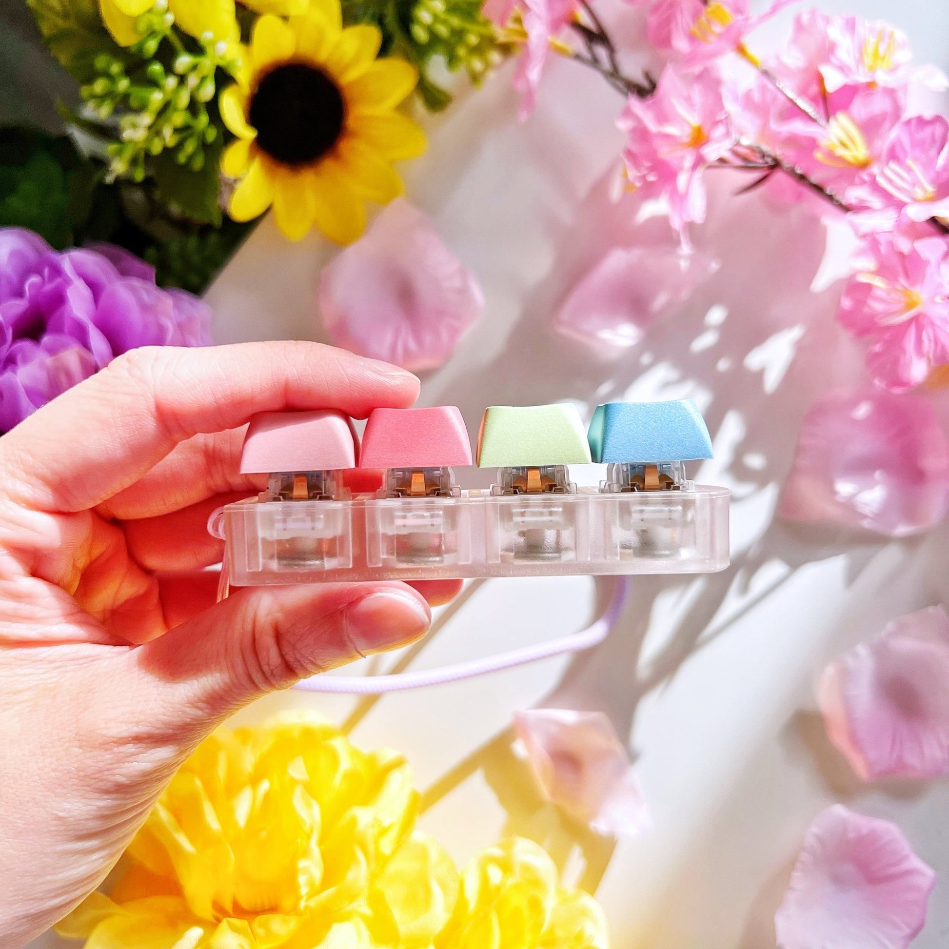 Keycap Keychain - Sakura Boba (4-Set) with LIGHTS - SumLilThings