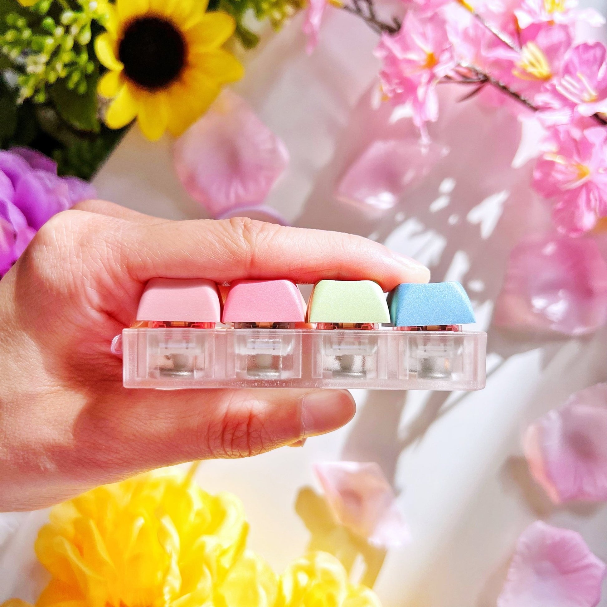 Keycap Keychain - Sakura Boba (4-Set) with LIGHTS - SumLilThings