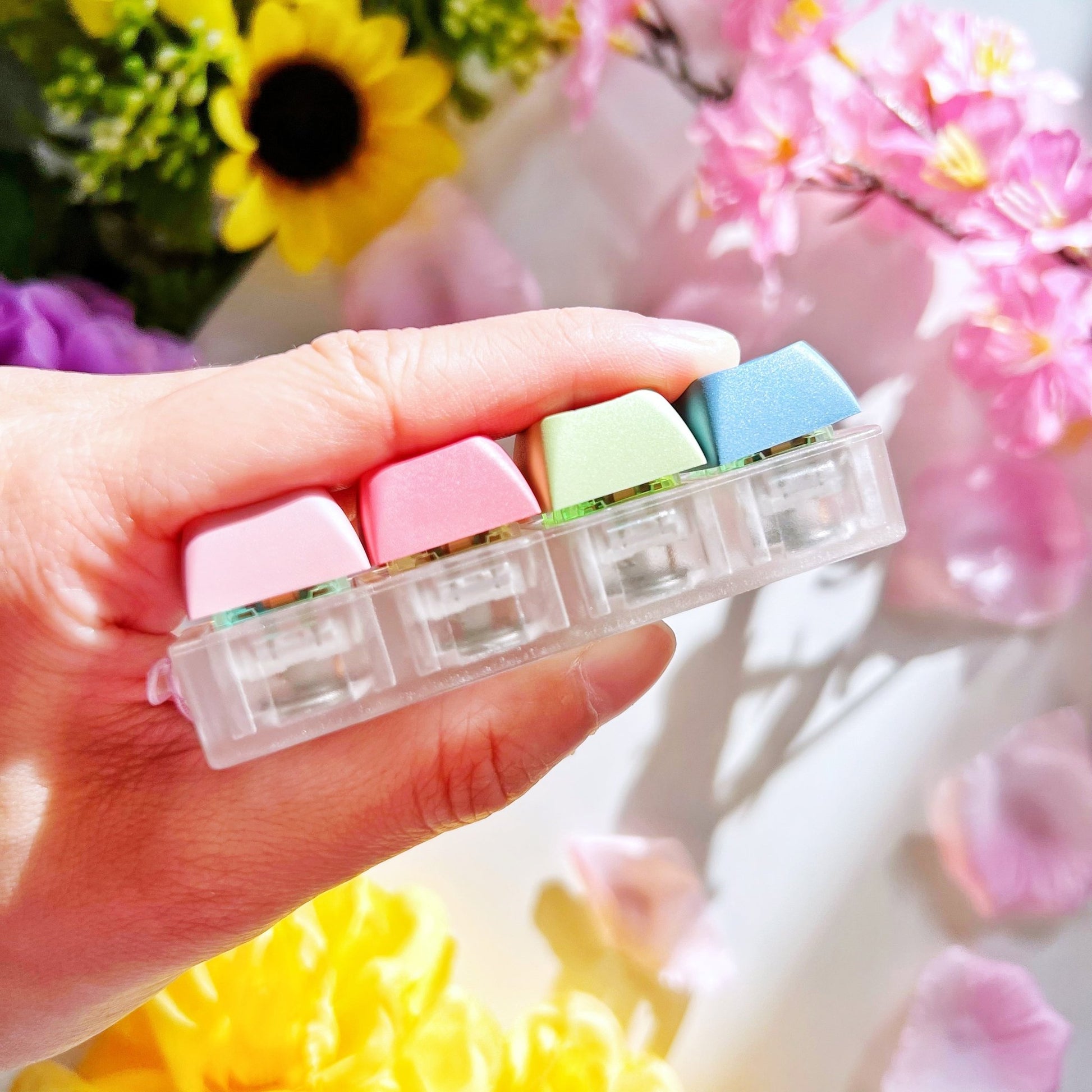 Keycap Keychain - Sakura Boba (4-Set) with LIGHTS - SumLilThings