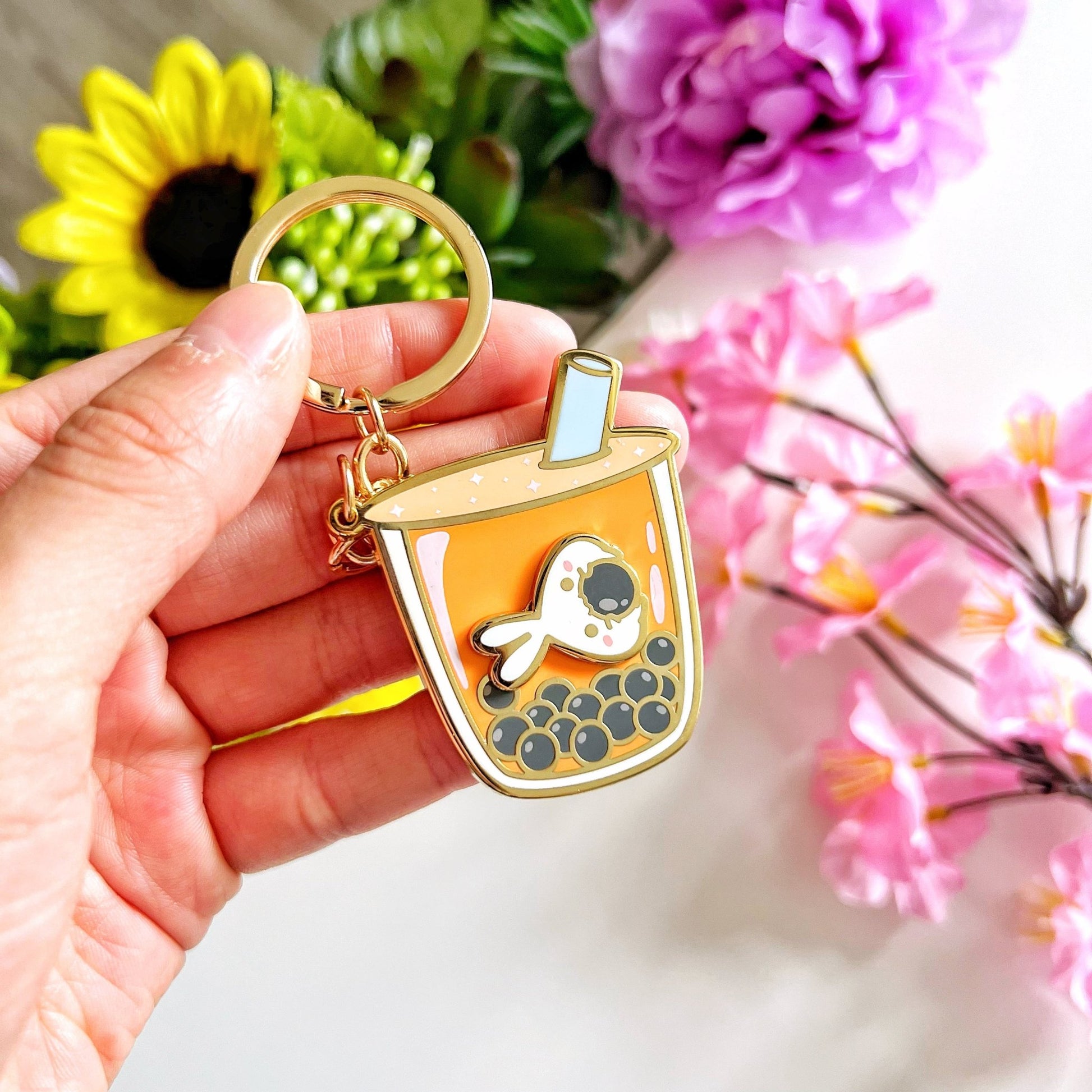 Keychain - Lil' Thai Boba Milk Tea (Interactive Spinner) - SumLilThings