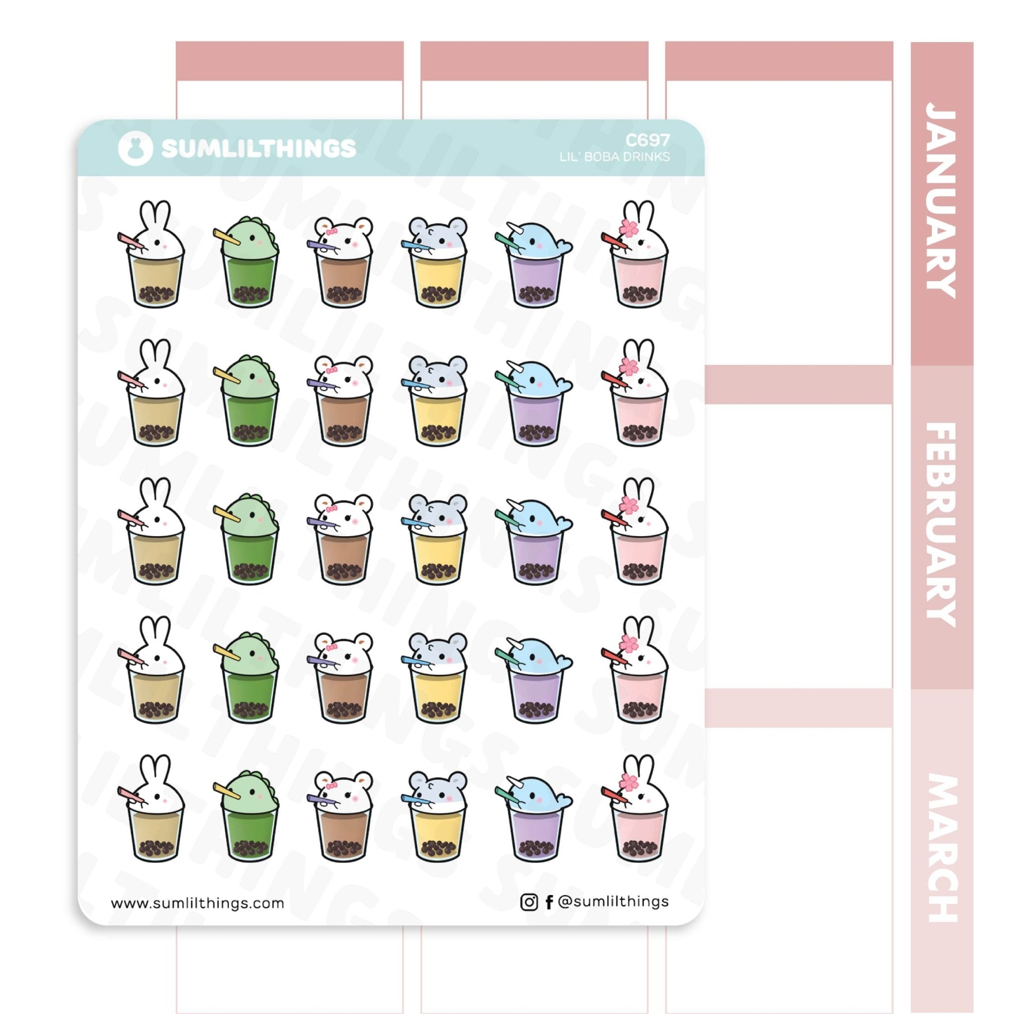Lil&#39; Boba Drinks Stickers - SumLilThings